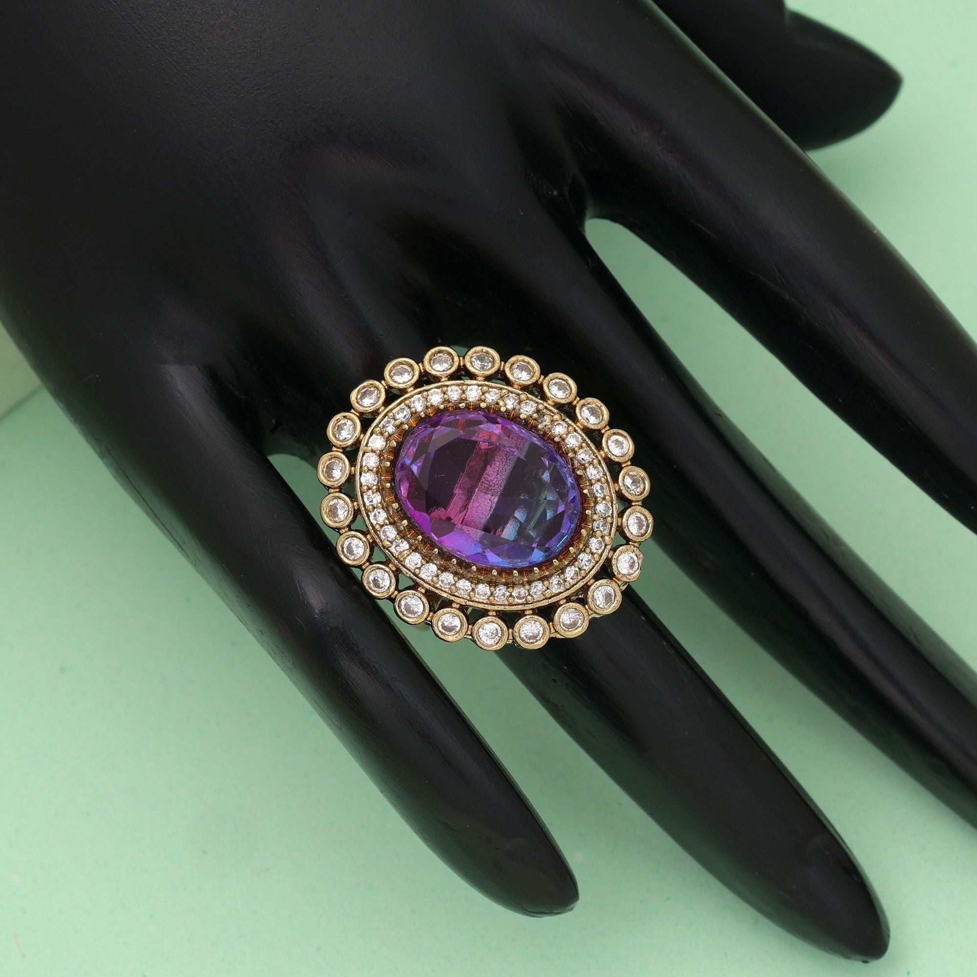 Purple Color American Diamond Ring Elegant Party Wear Designer Jewelry Collection