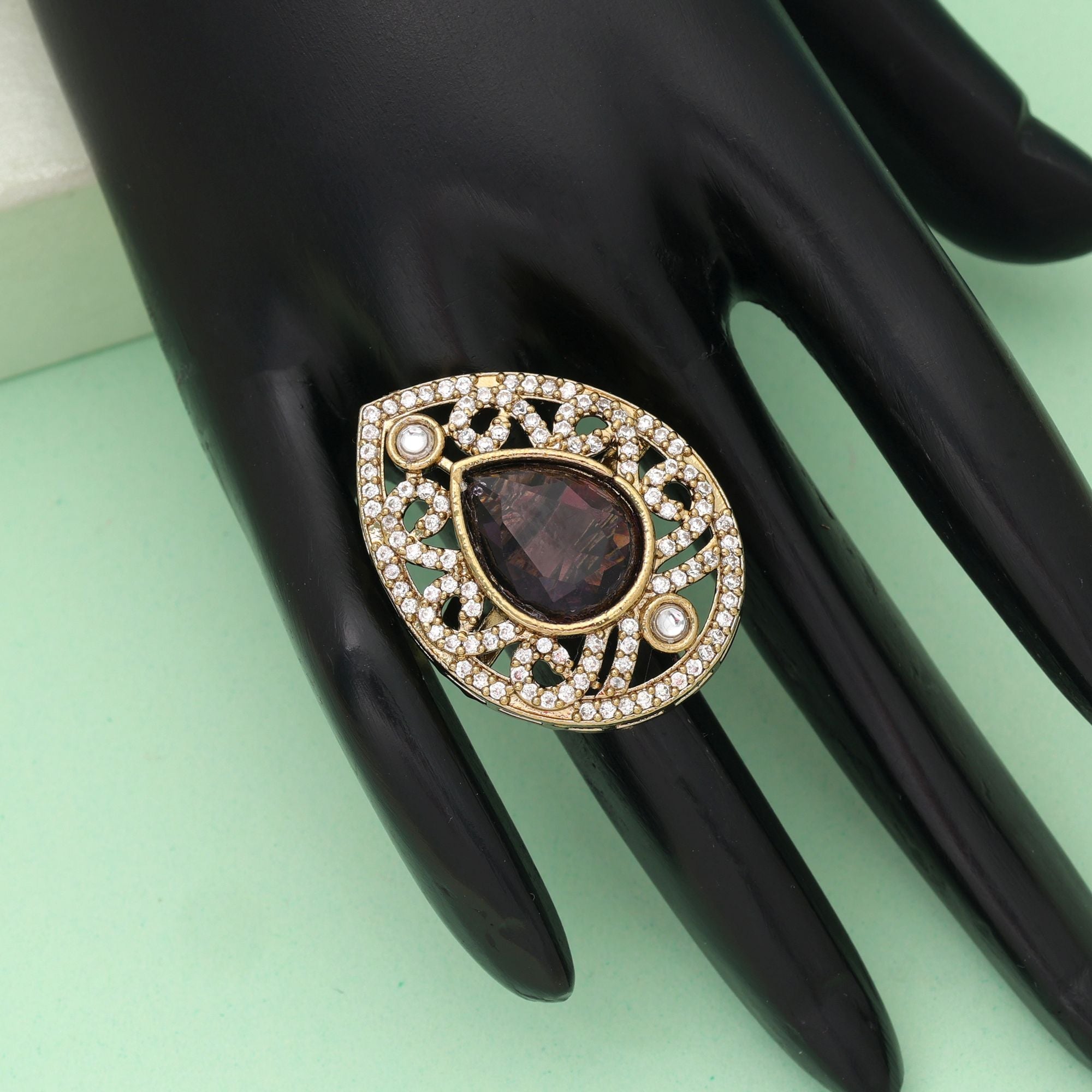 Purple Color American Diamond Ring Elegant Stylish Modern Jewelry Collection Design