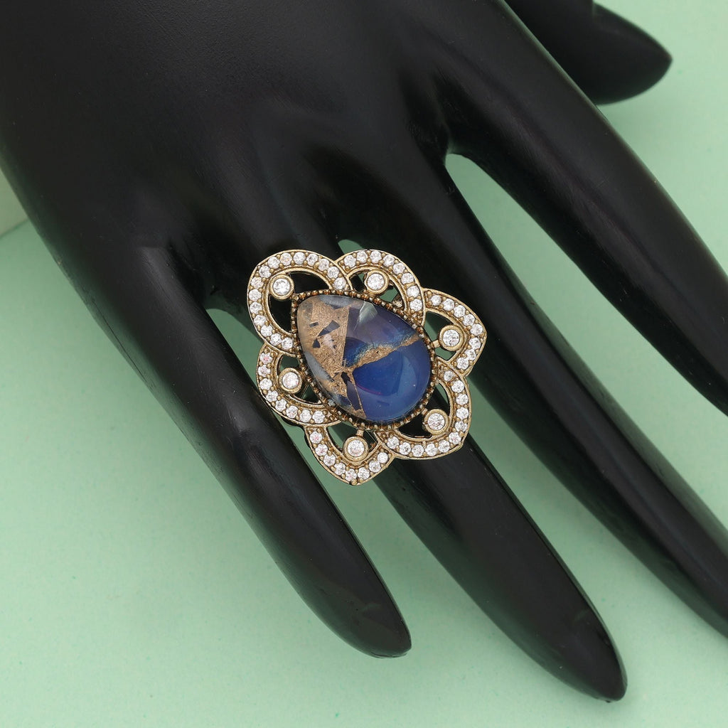 Firozi Color American Diamond Ring Trendy Stylish Ethnic Jewelry Collection Design