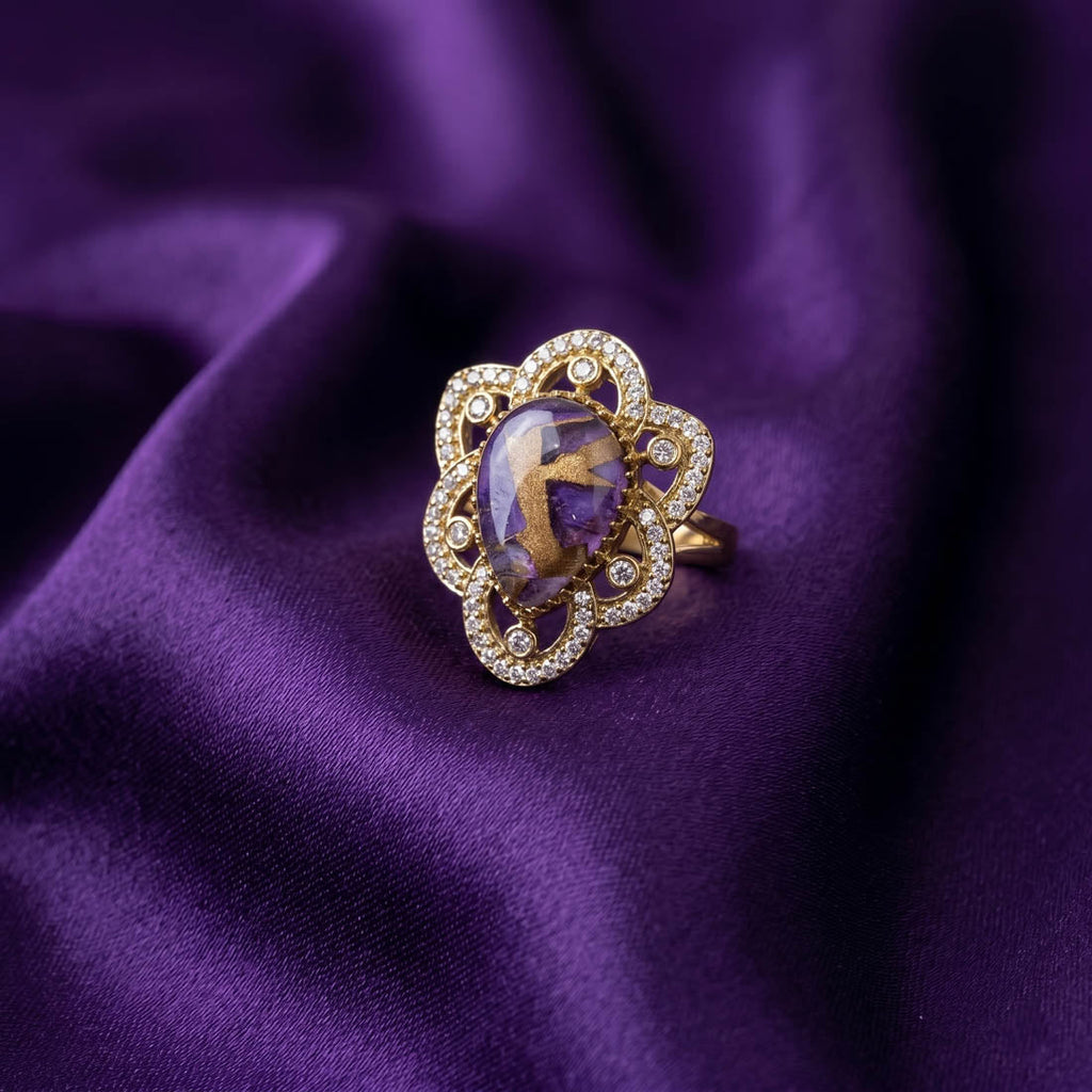 Purple Color American Diamond Ring Elegant Party Wear Designer Jewelry Collection