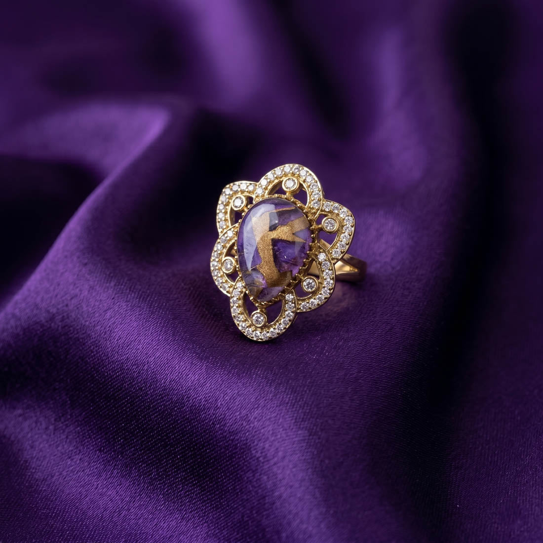 Purple Color American Diamond Ring Elegant Party Wear Designer Jewelry Collection