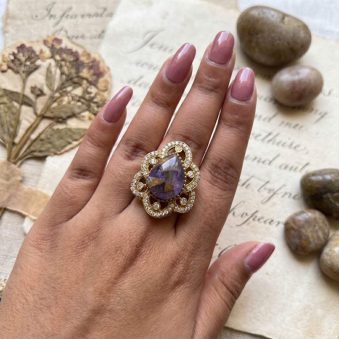 Purple Color American Diamond Ring Elegant Party Wear Designer Jewelry Collection