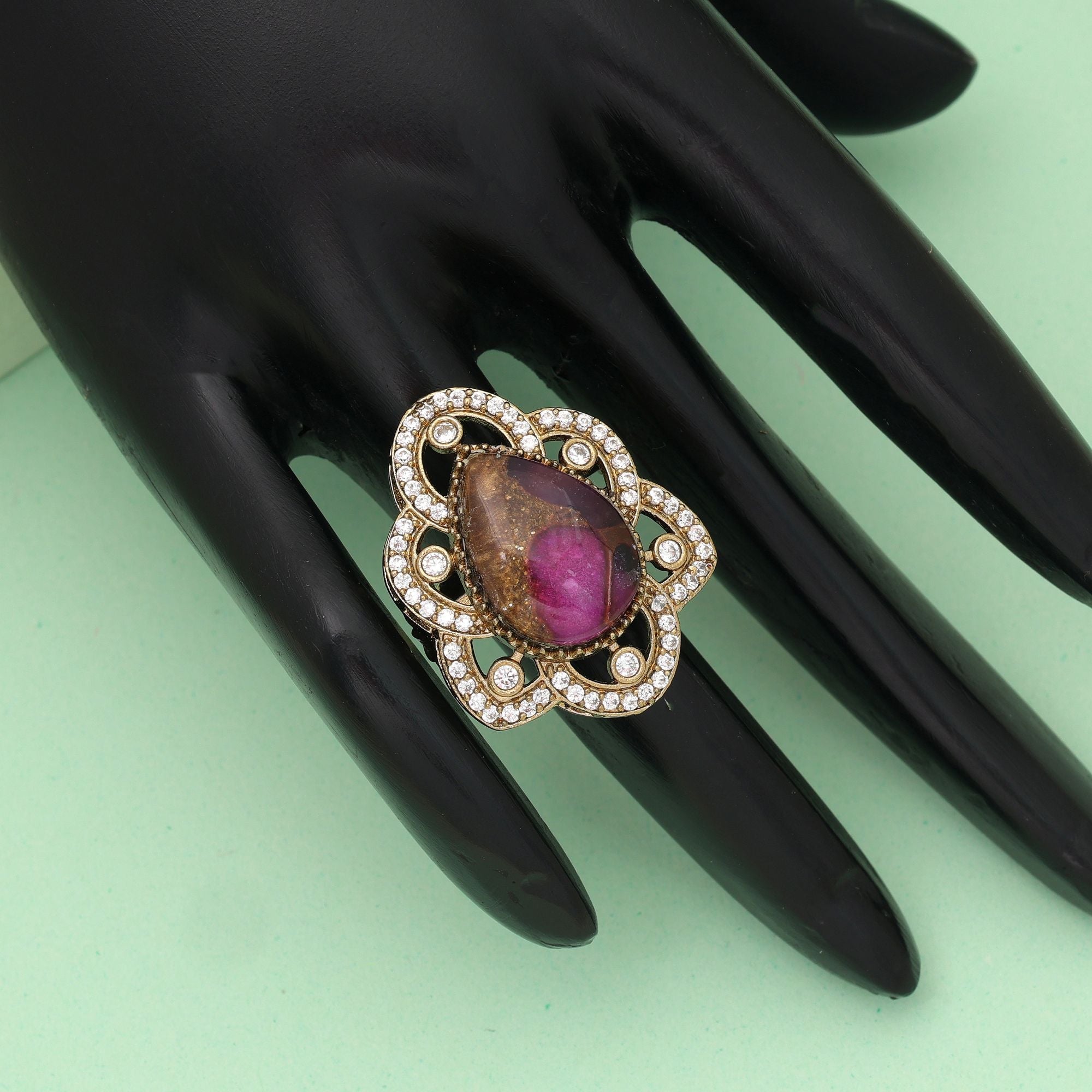 Rani Color American Diamond Ring Royal Bridal Statement Jewelry Collection Design