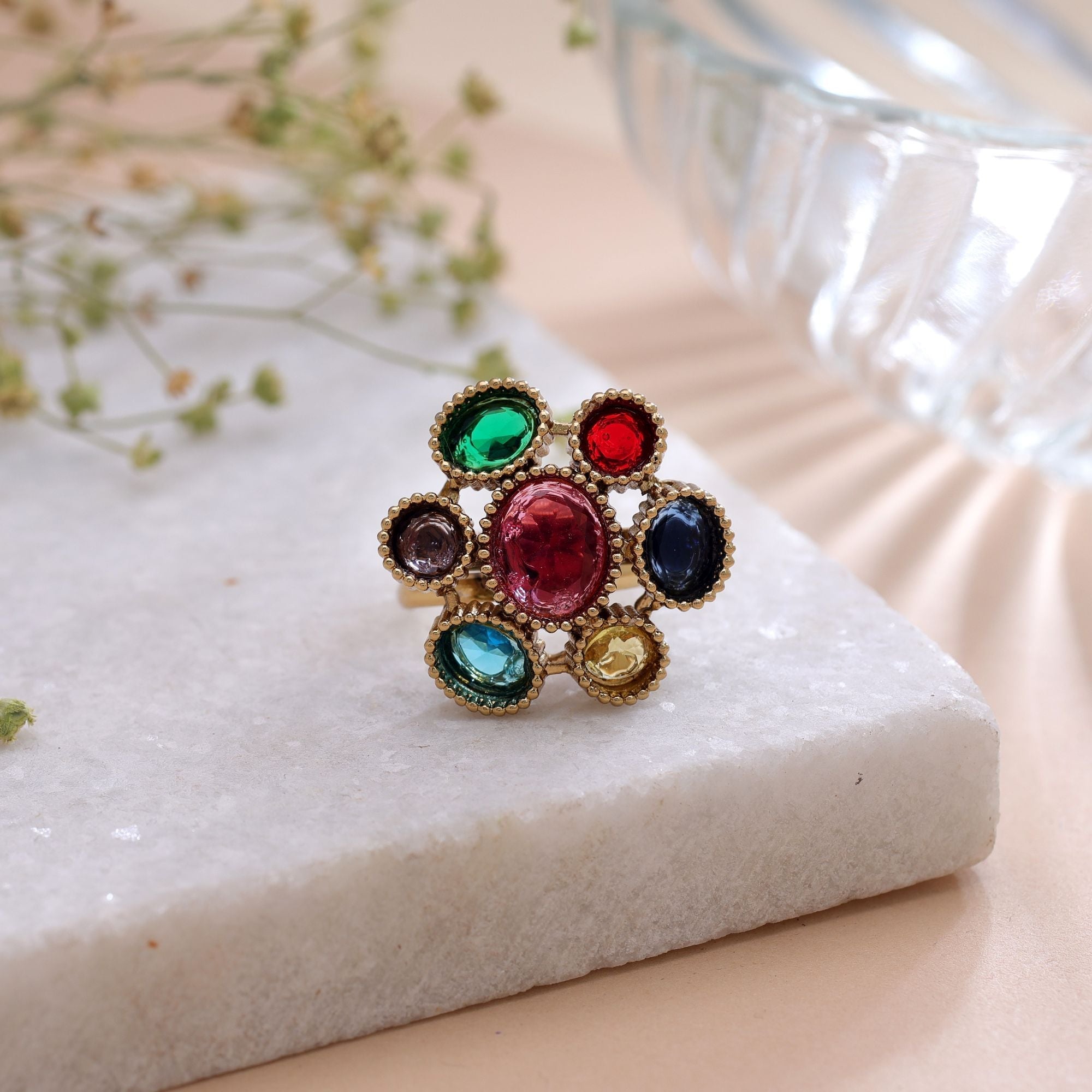 Multi Color American Diamond Ring Elegant Fashion Style