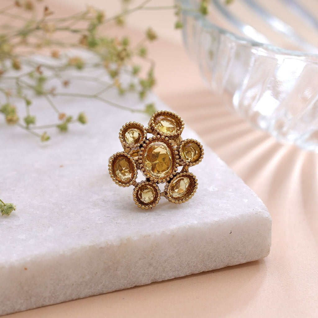 Yellow Color American Diamond Ring Modern Jewelry Design