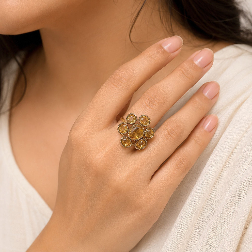 Yellow Color American Diamond Ring Modern Jewelry Design