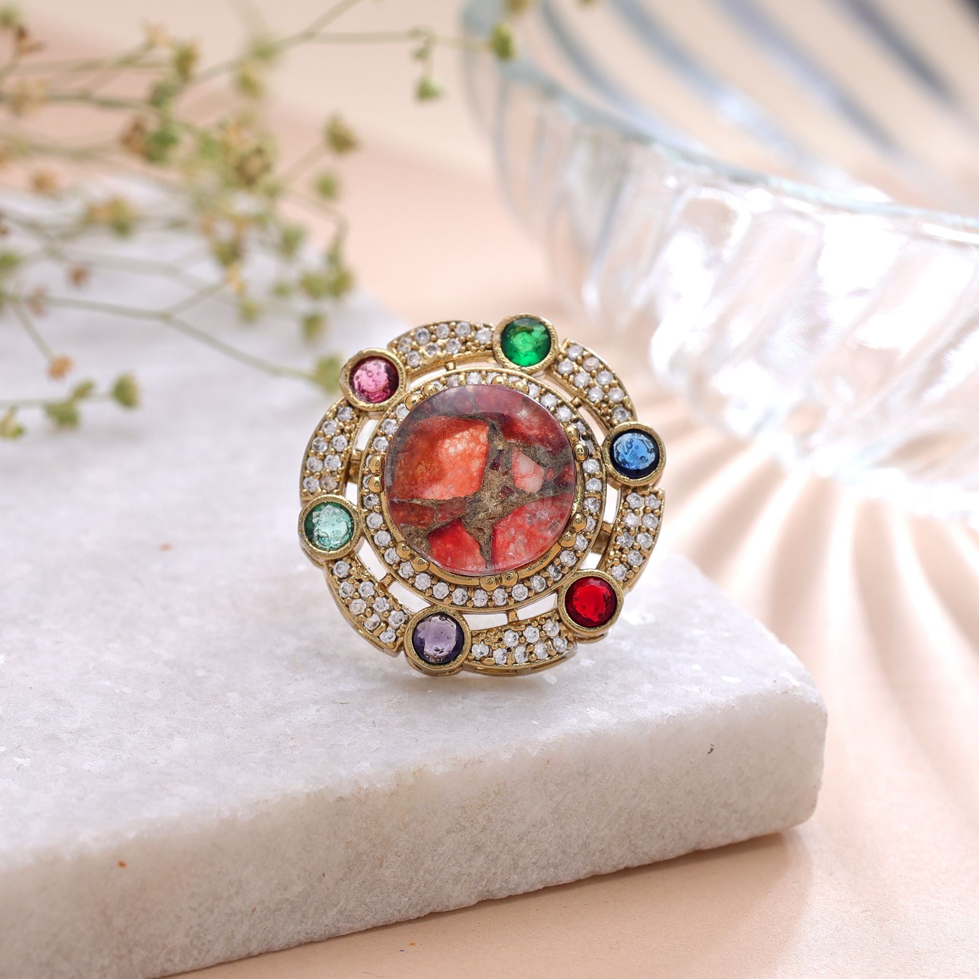 Multi Color American Diamond Ring Fashion Jewelry Design