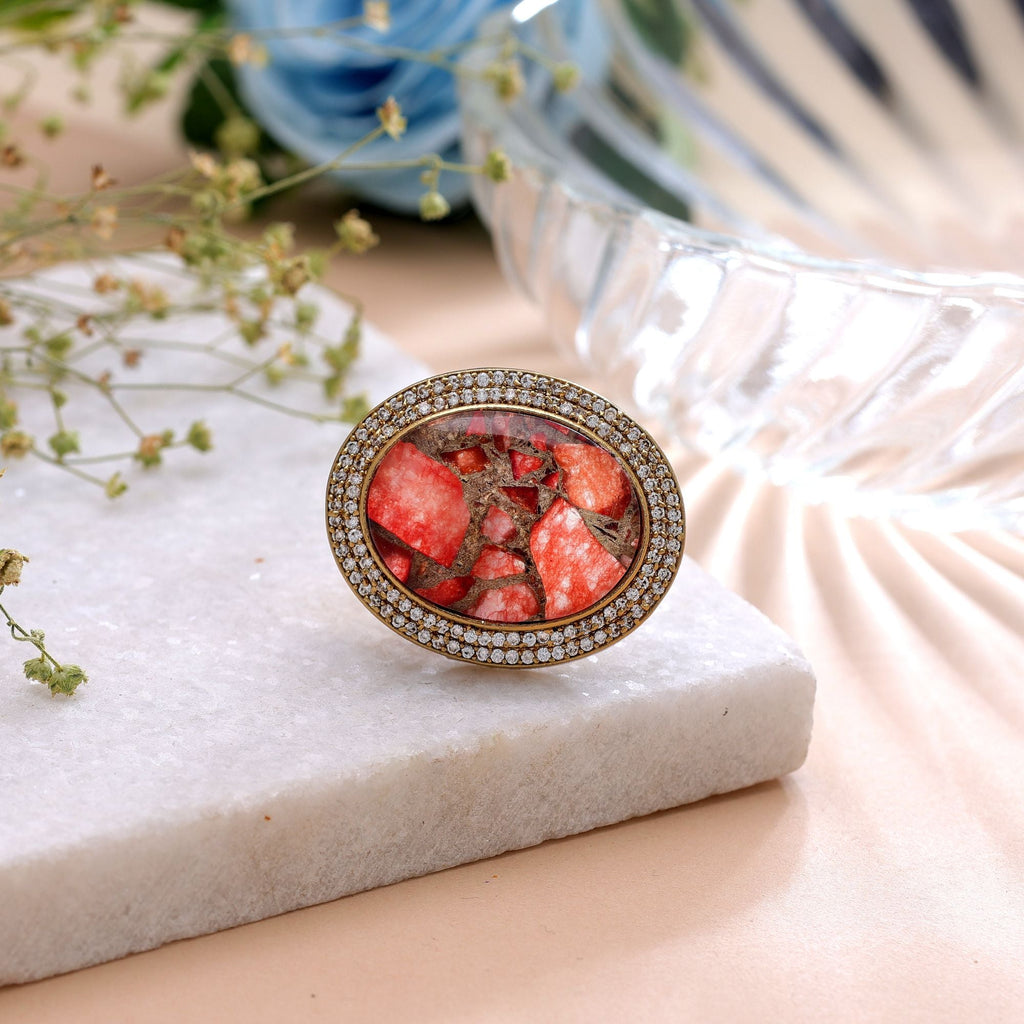 Orange Color American Diamond Ring Crystal Fashion Style