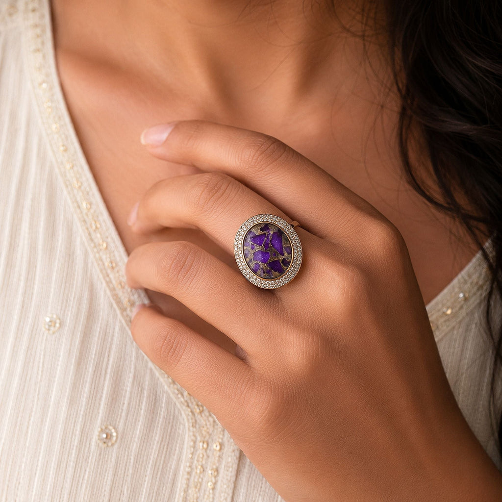 Purple Color American Diamond Ring Designer Jewelry Style