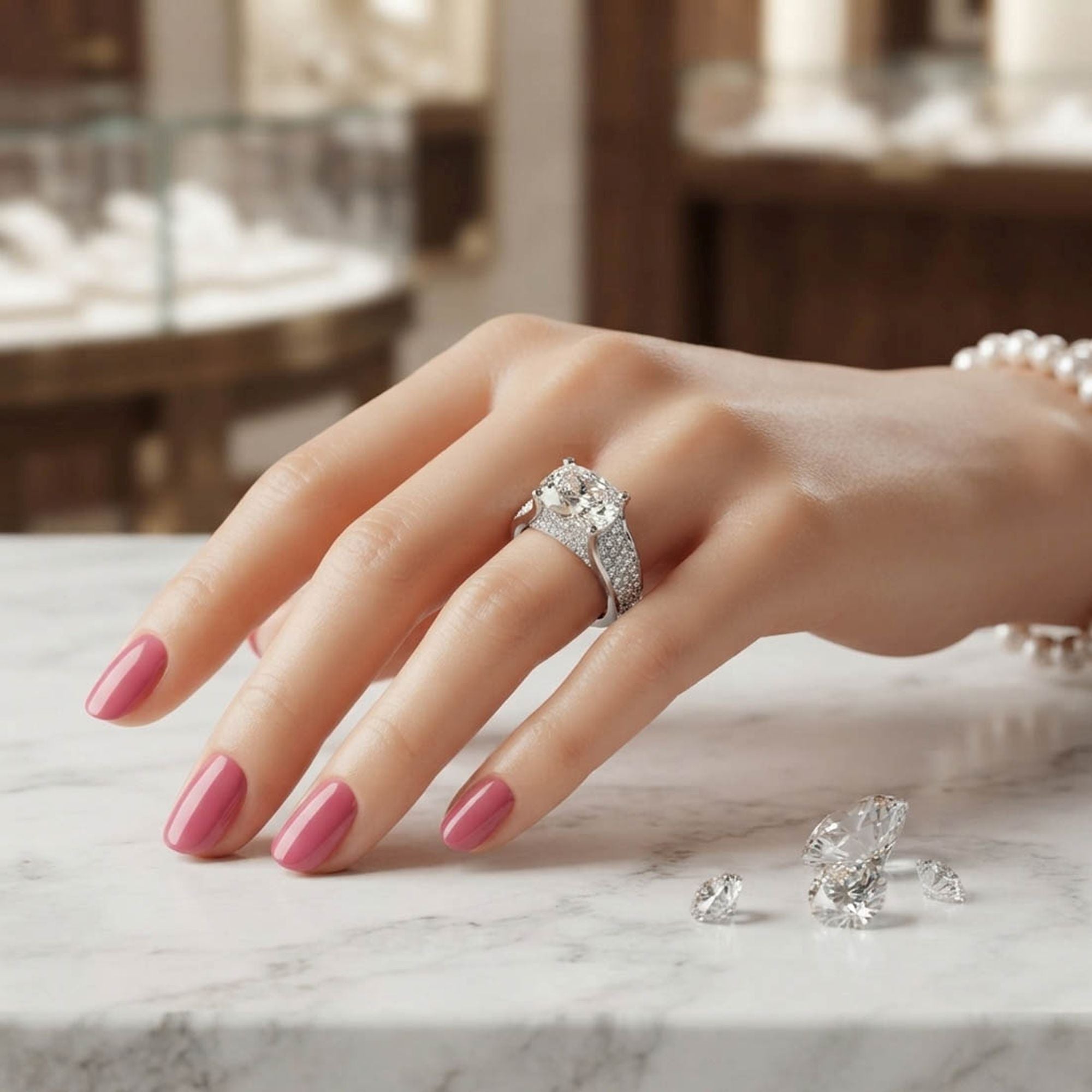 White Color American Diamond Ring Fashion Style