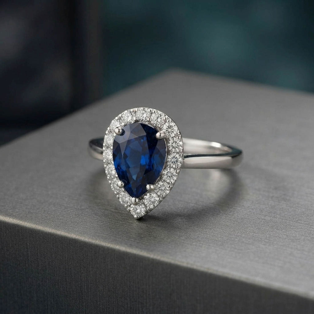 Blue Color American Diamond Ring Designer Appeal