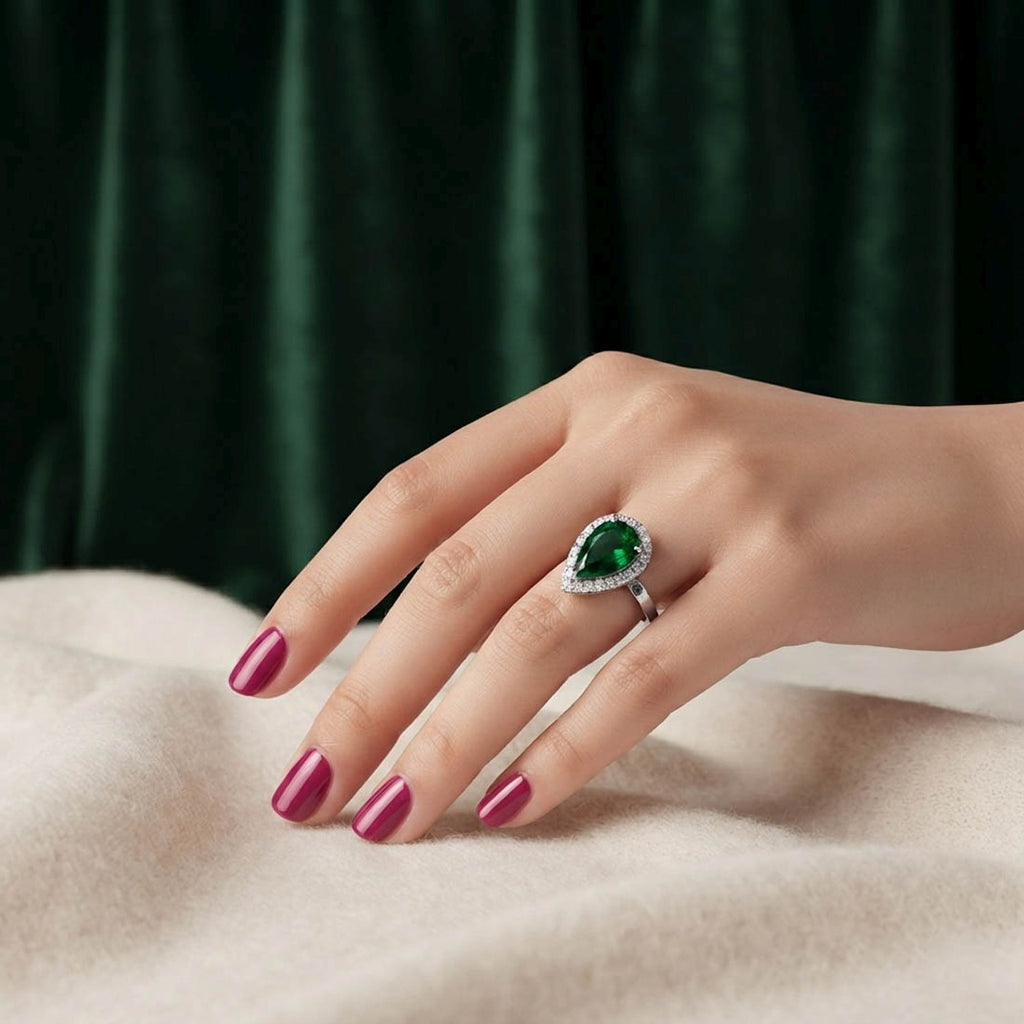 Green Color American Diamond Ring Sparkling Style