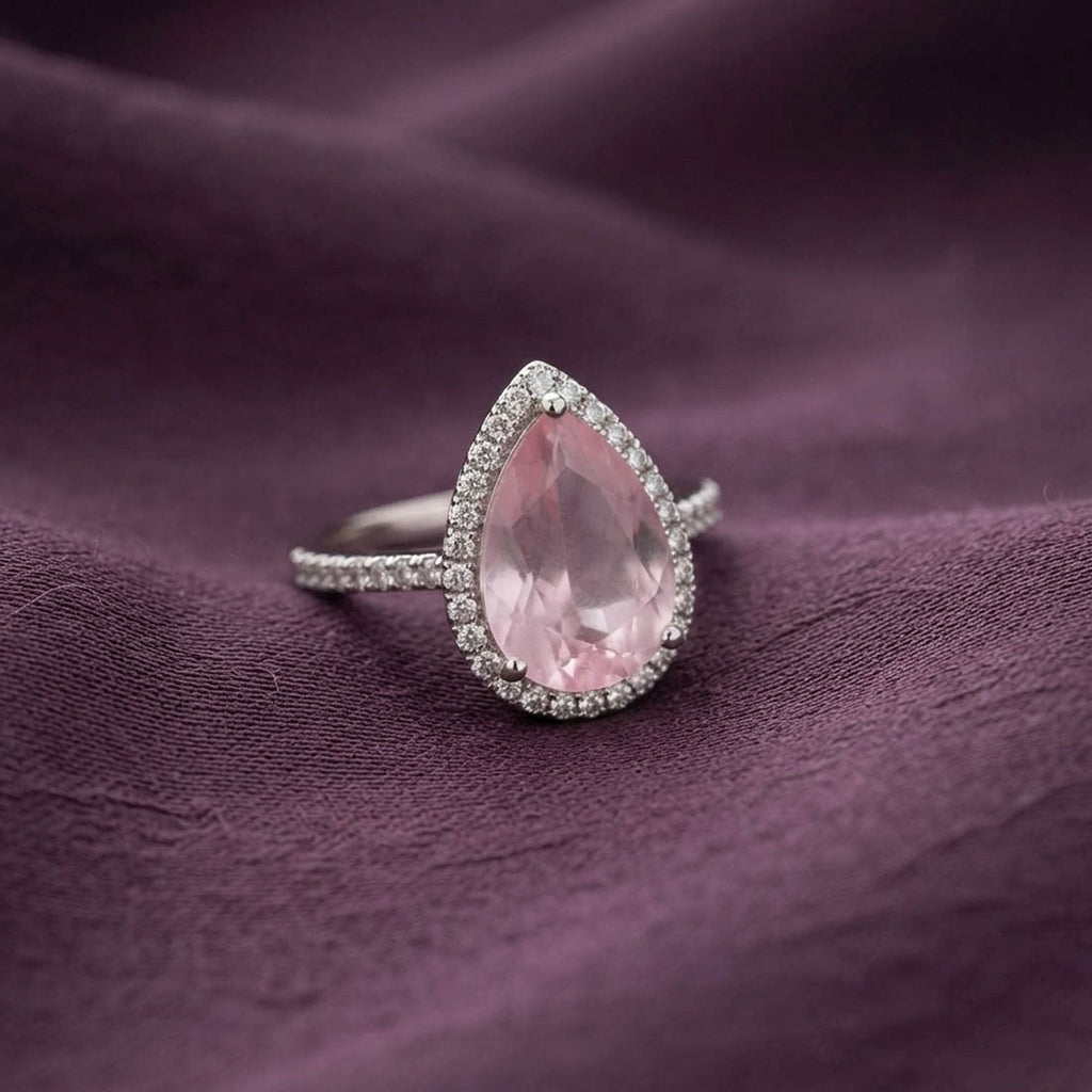 Light Pink Color American Diamond Ring Designer Style