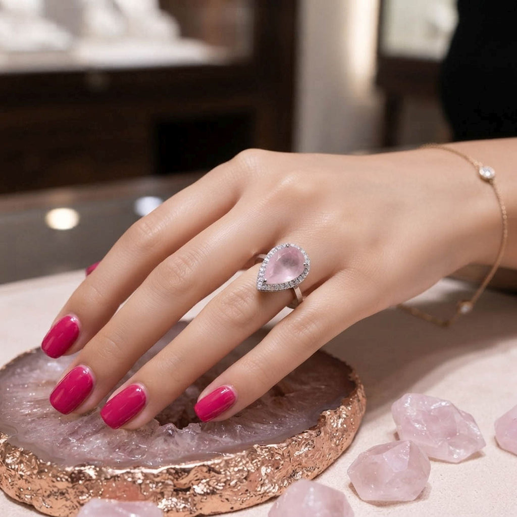 Light Pink Color American Diamond Ring Designer Style