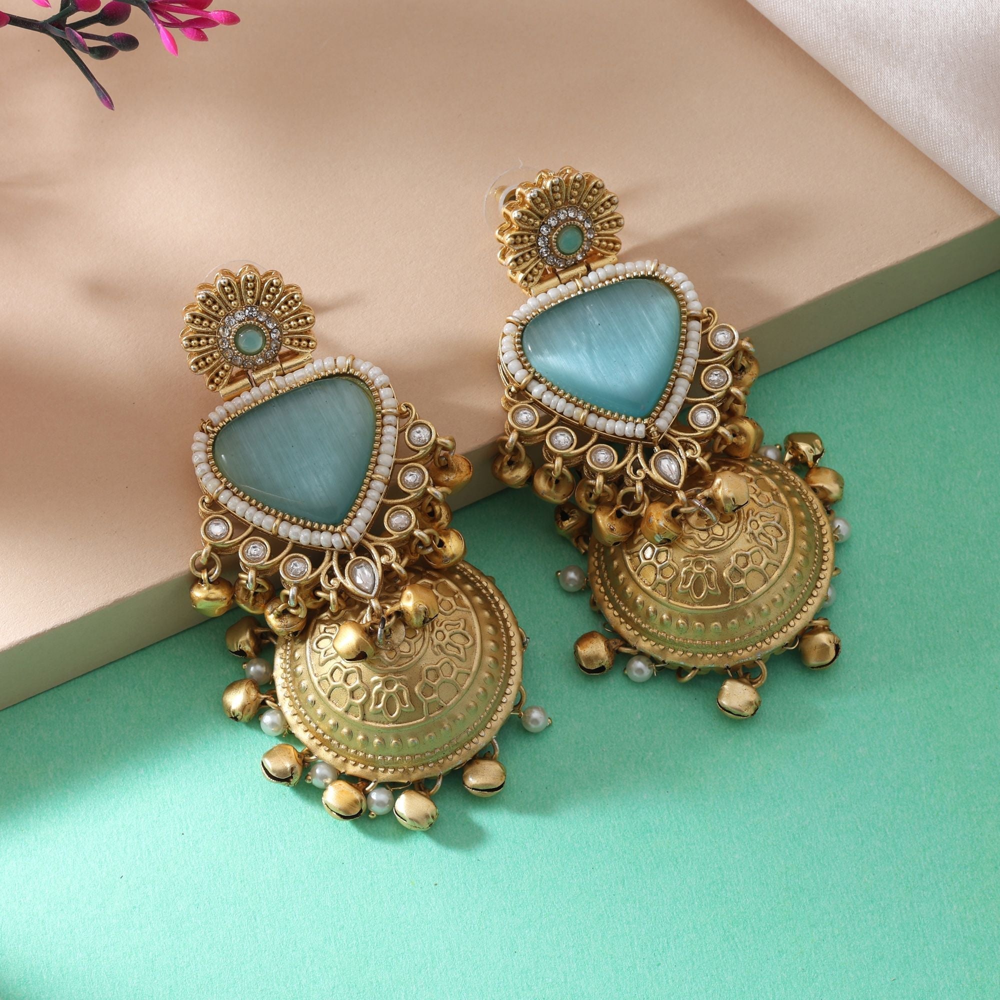 Radiant Rama Green Color Amrapali Earrings Perfect For Classic Indian Look