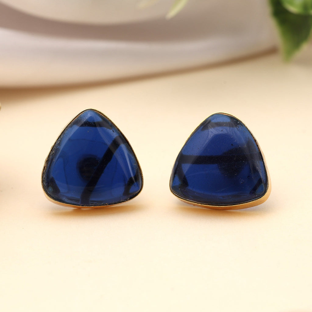 Charming Blue Color Amrapali Earrings With Antique Polished Tribal Design