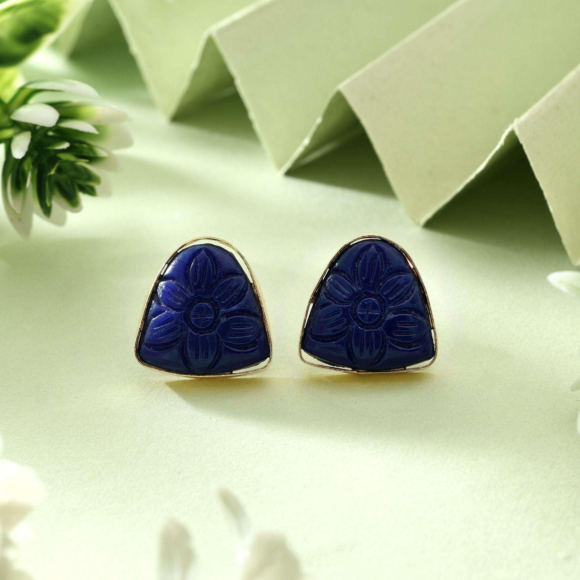 Graceful Blue Color Amrapali Earrings With Traditional Handcrafted Detailing