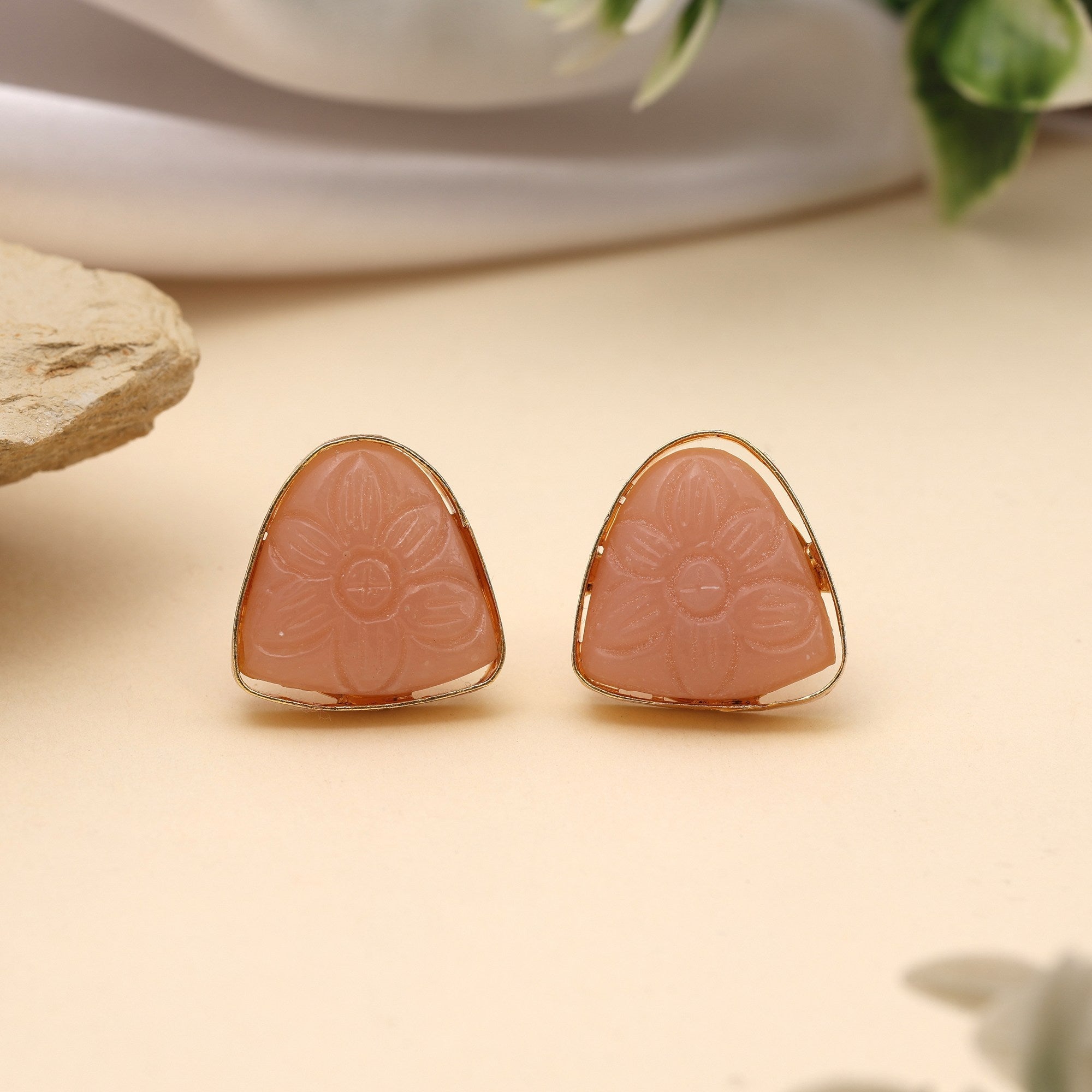 Pretty Peach Color Amrapali Earrings For Festive And Daily Ethnic Wear