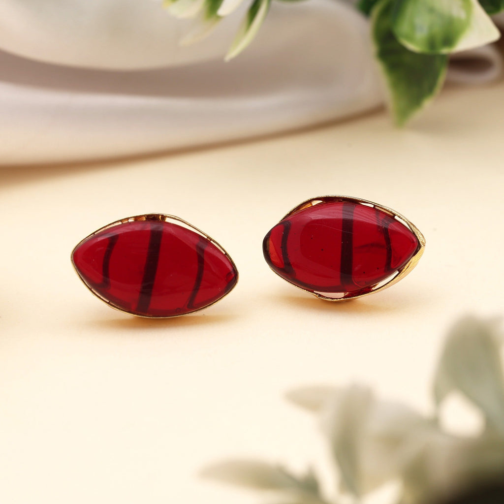 Elegant Maroon Color Amrapali Earrings With Antique Gold Plated Finish