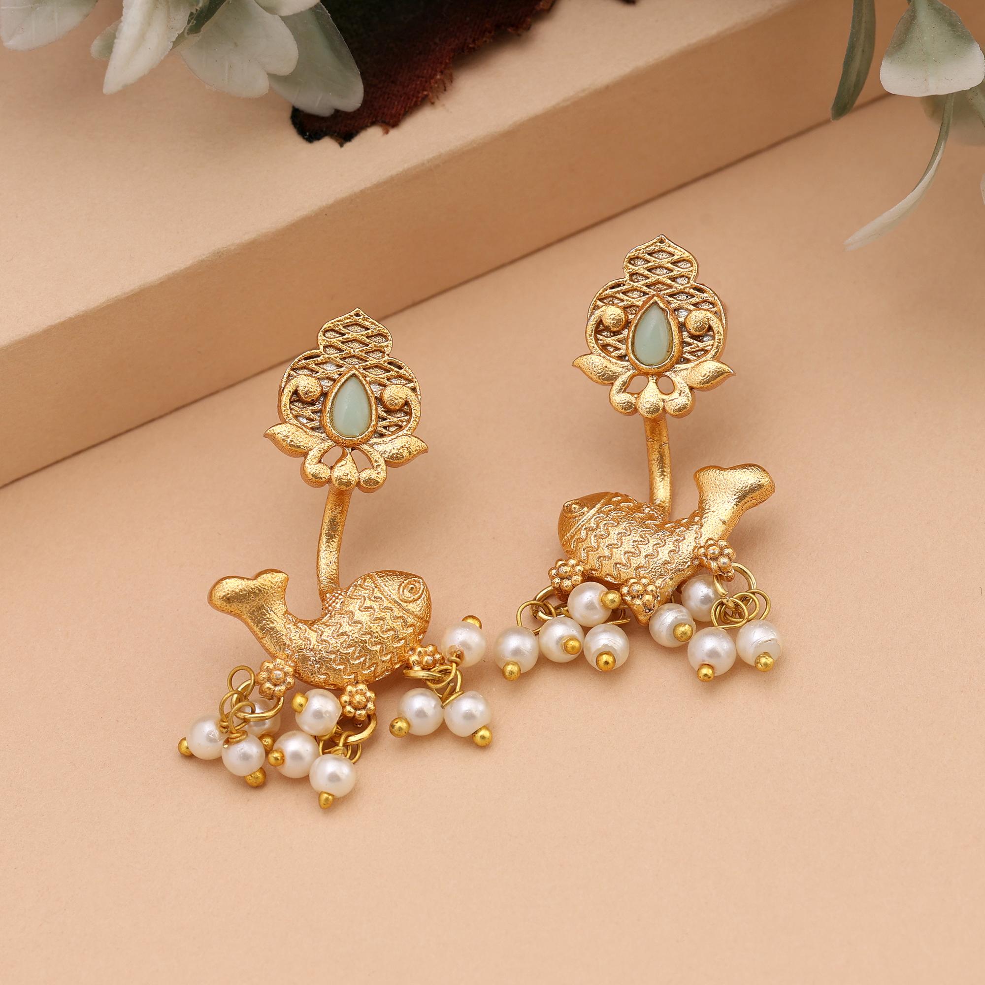 Trendy Pista Green Color Amrapali Earrings