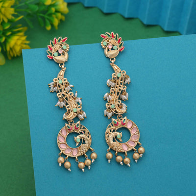 Pink Color Elegant Handmade Amrapali Earrings For Wedding And Celebration Style