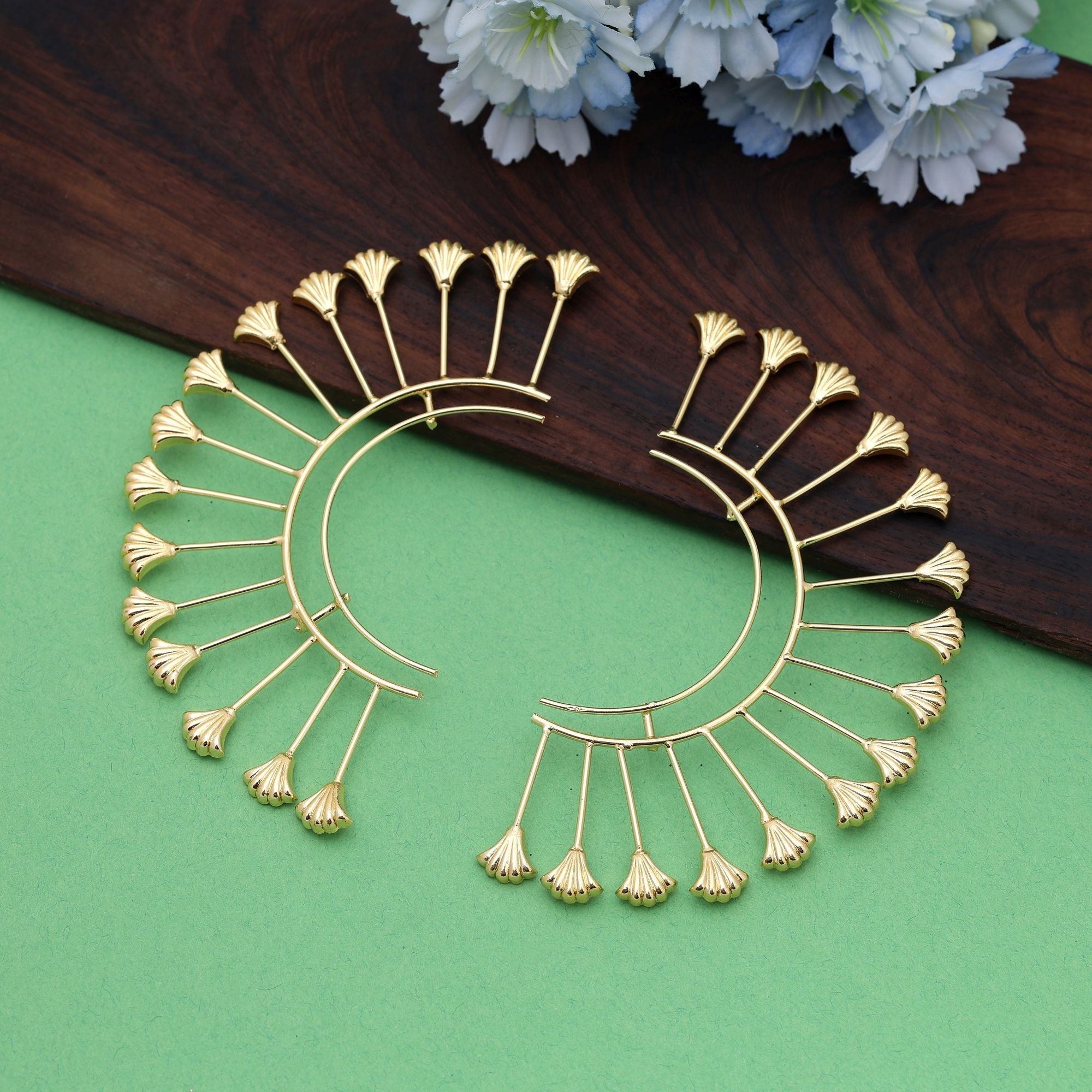 Gold Color Amrapali Earrings Styled As Ear Cuff Inspired Ethnic Statement Jewelry