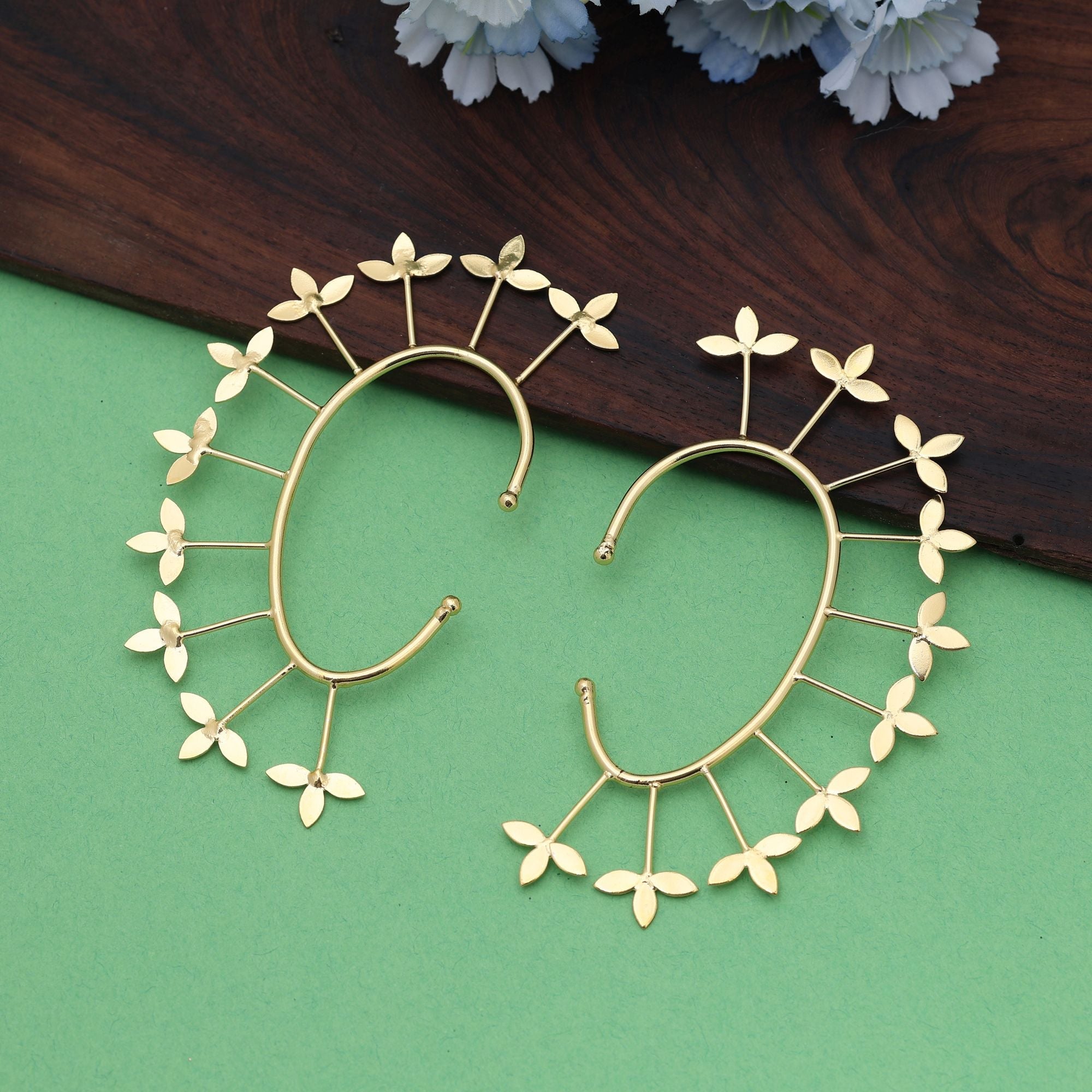 Gold Color Amrapali Earrings Ear Cuff Design Crafted For Bold Traditional Fashion Lovers