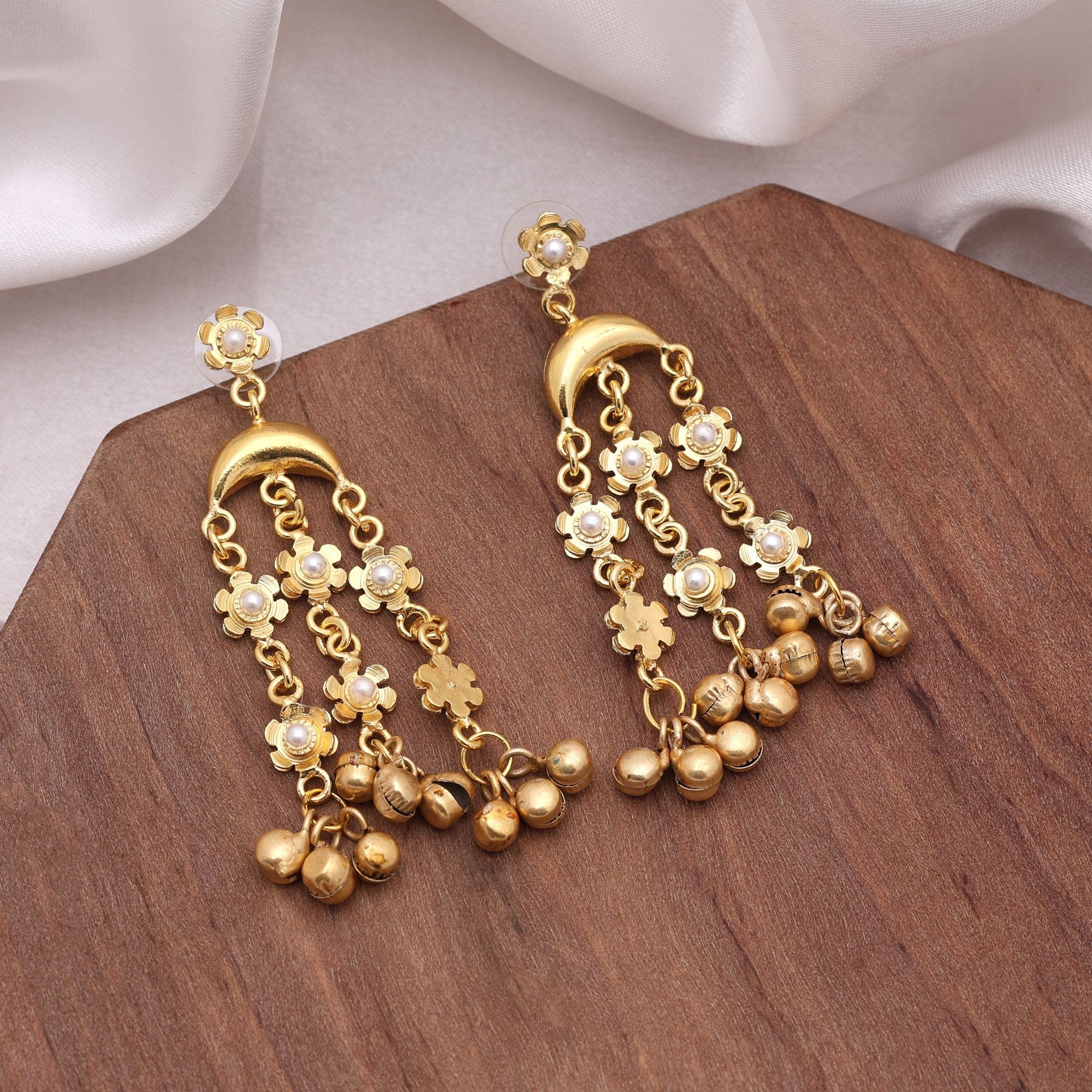 Gold Color Amrapali Earrings Inspired By Heritage Temple Jewelry Craftsmanship