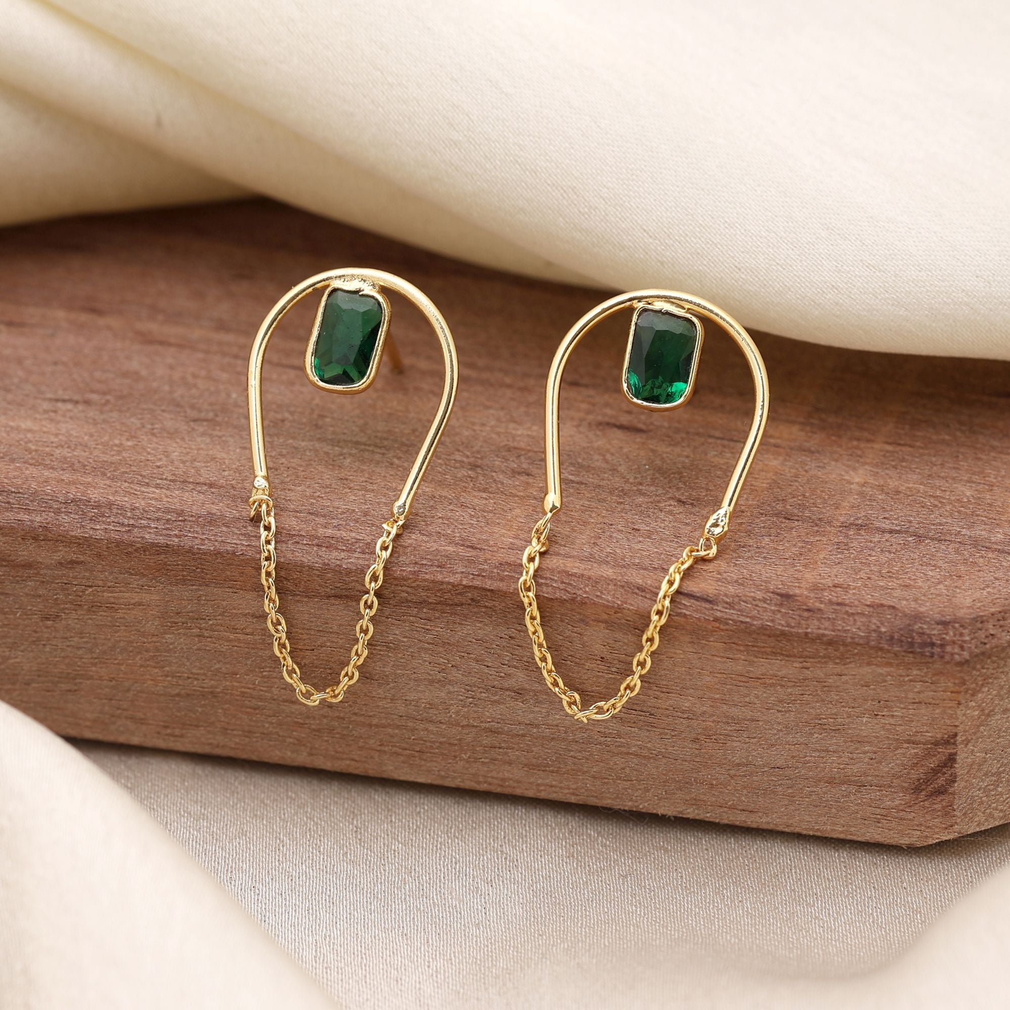 Green Color Amrapali Earrings Inspired By Traditional Indian Tribal Jewelry Art