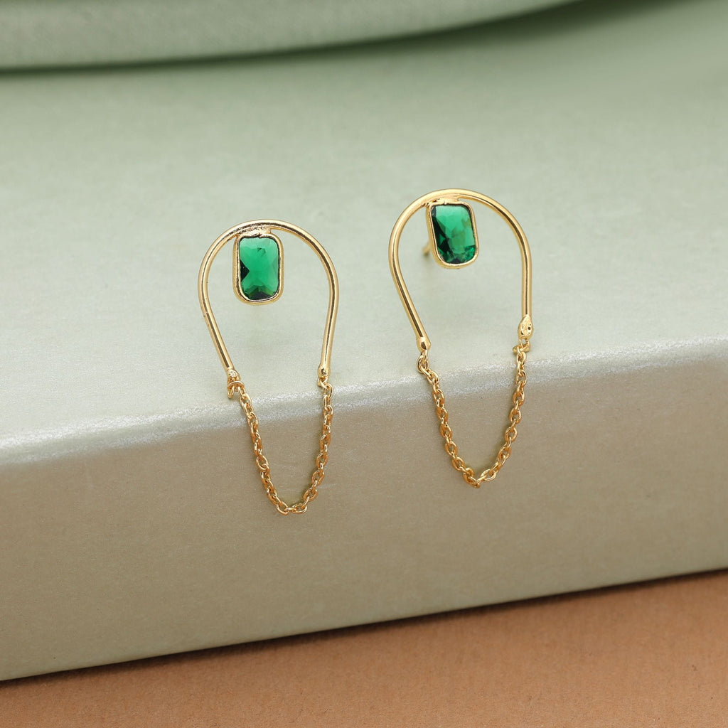 Green Color Amrapali Earrings Inspired By Traditional Indian Tribal Jewelry Art