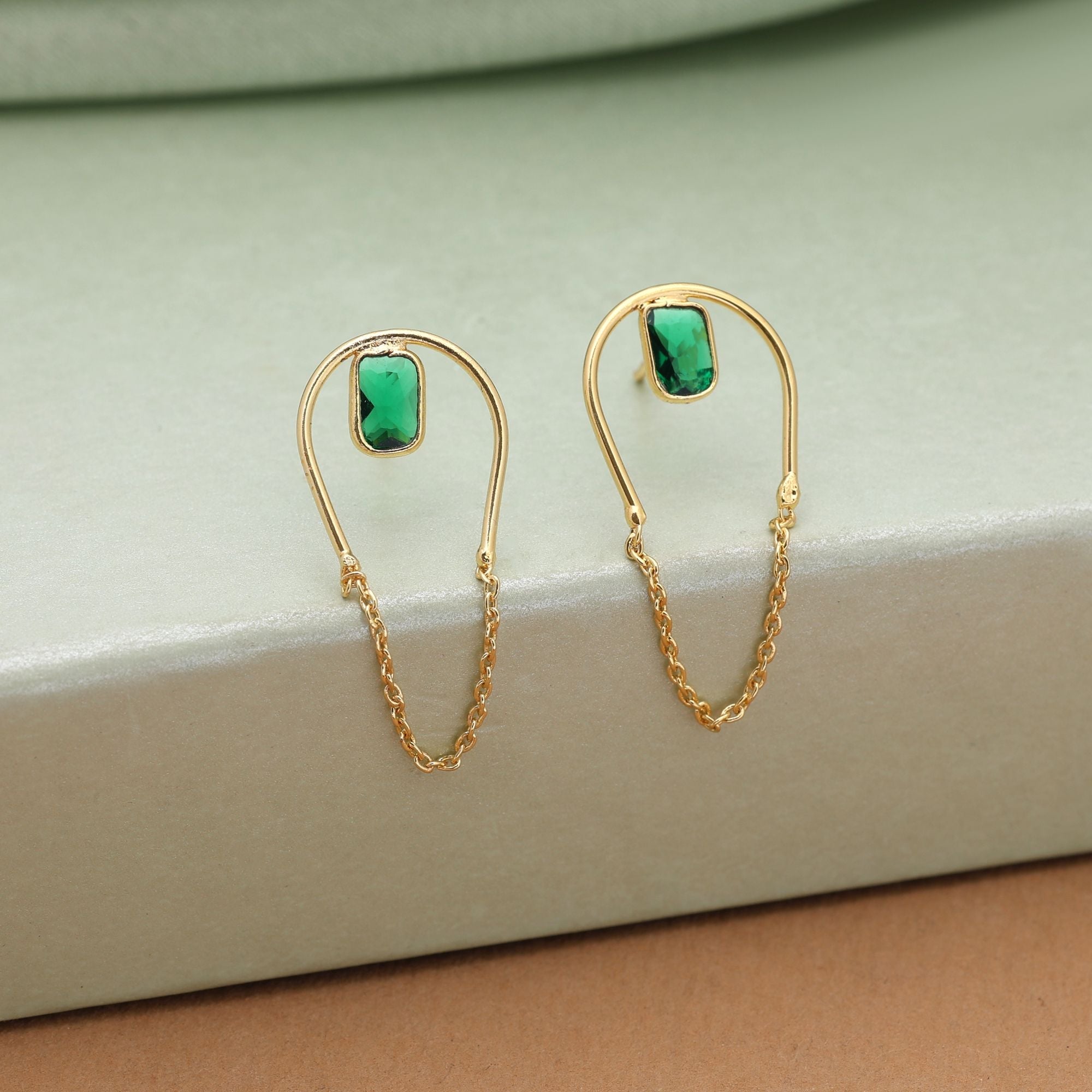 Green Color Amrapali Earrings Inspired By Traditional Indian Tribal Jewelry Art