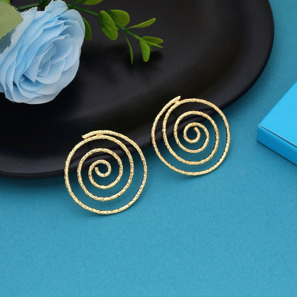 Gold Color Amrapali Earrings Showcasing Antique Textures And Bold Craftsmanship