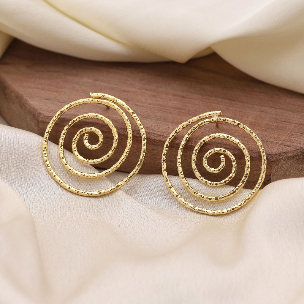 Gold Color Amrapali Earrings Showcasing Antique Textures And Bold Craftsmanship
