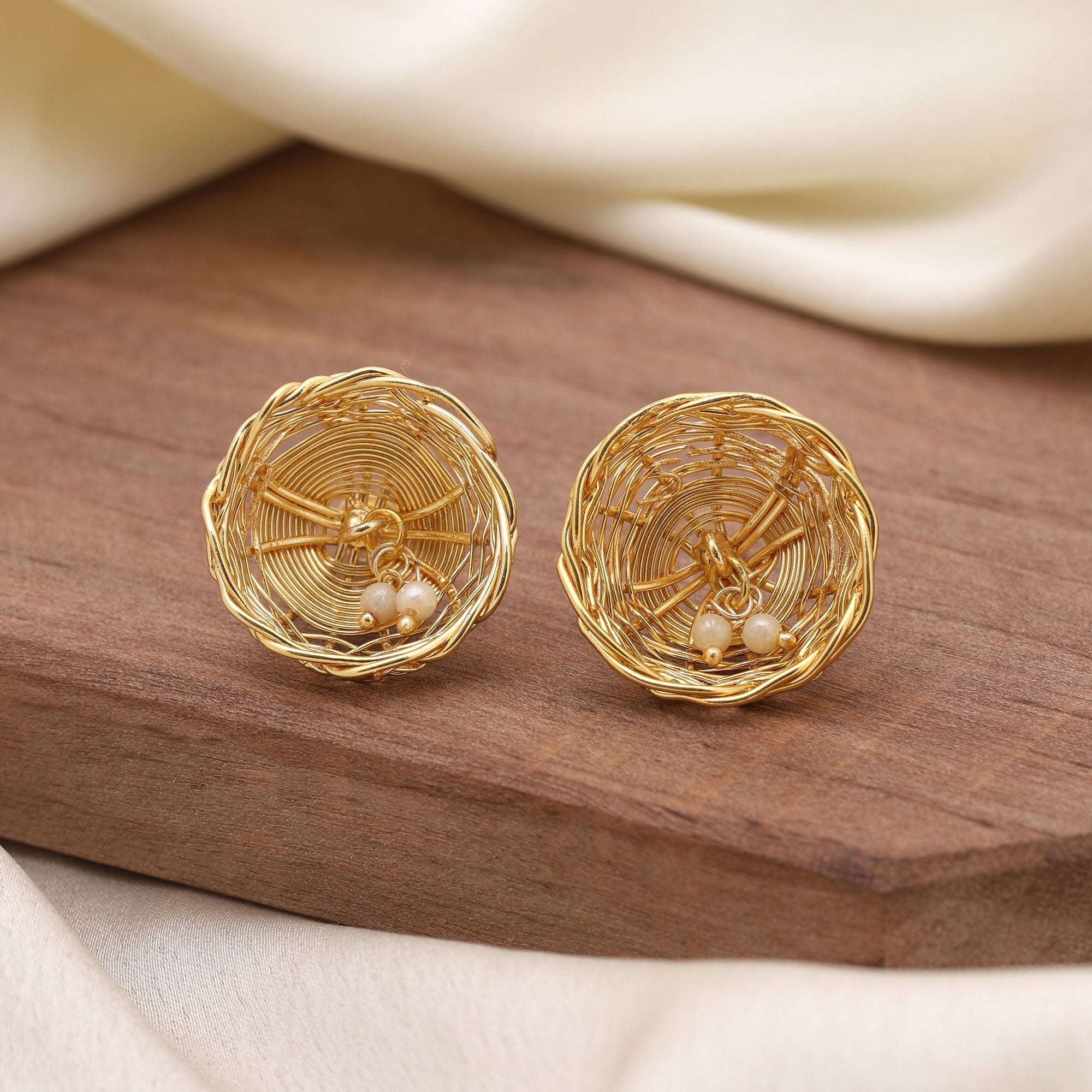 Gold Color Amrapali Earrings Reflecting Timeless Beauty Of Traditional Jewelry