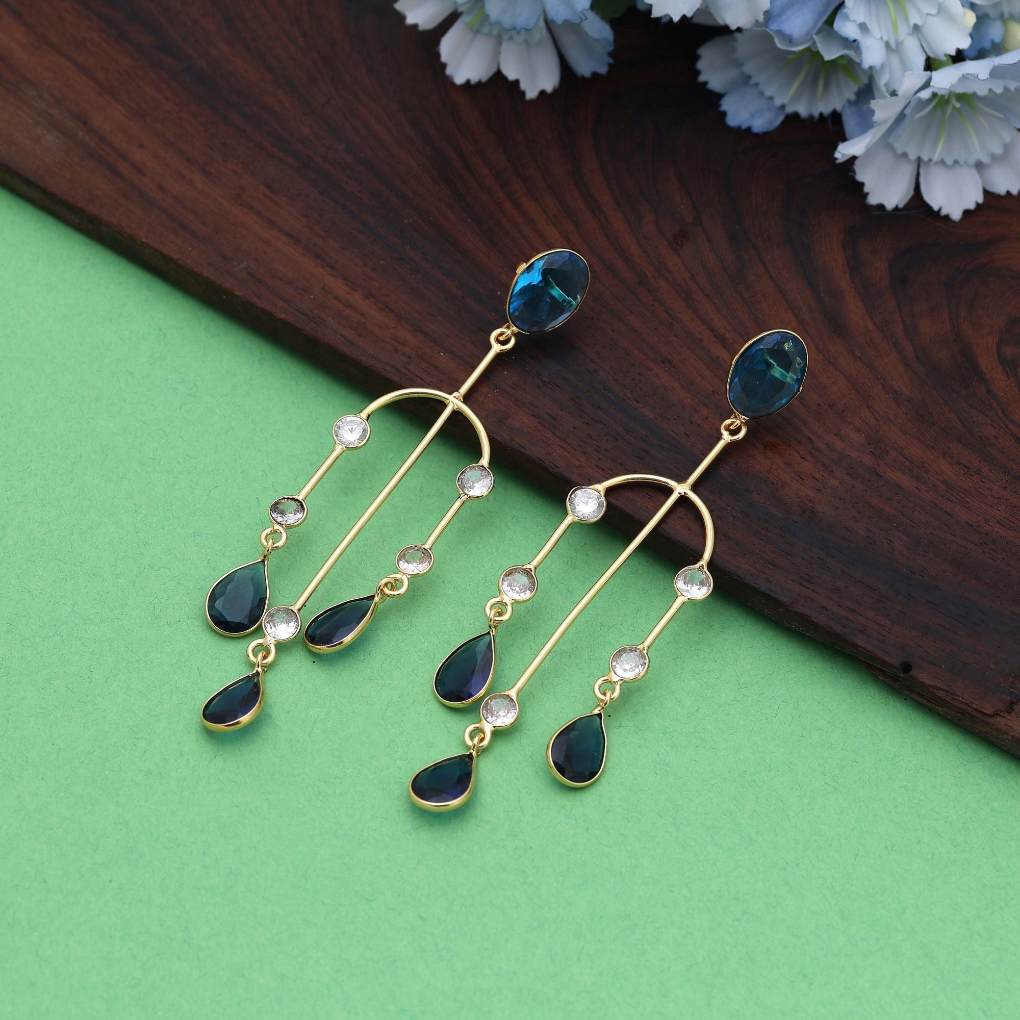 Blue Color Amrapali Earrings Designed For Modern Ethnic Fashion Lovers