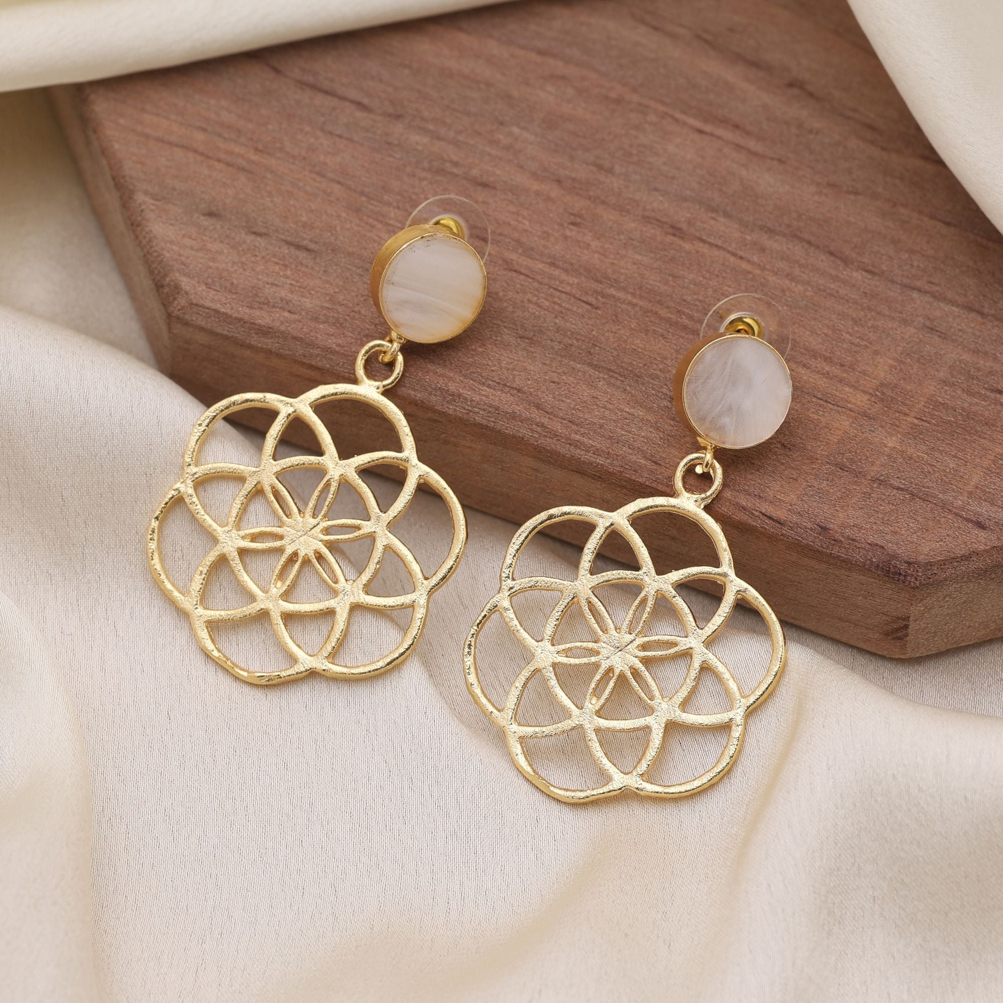 White Color Amrapali Earrings Designed With Subtle Elegance And Heritage Appeal