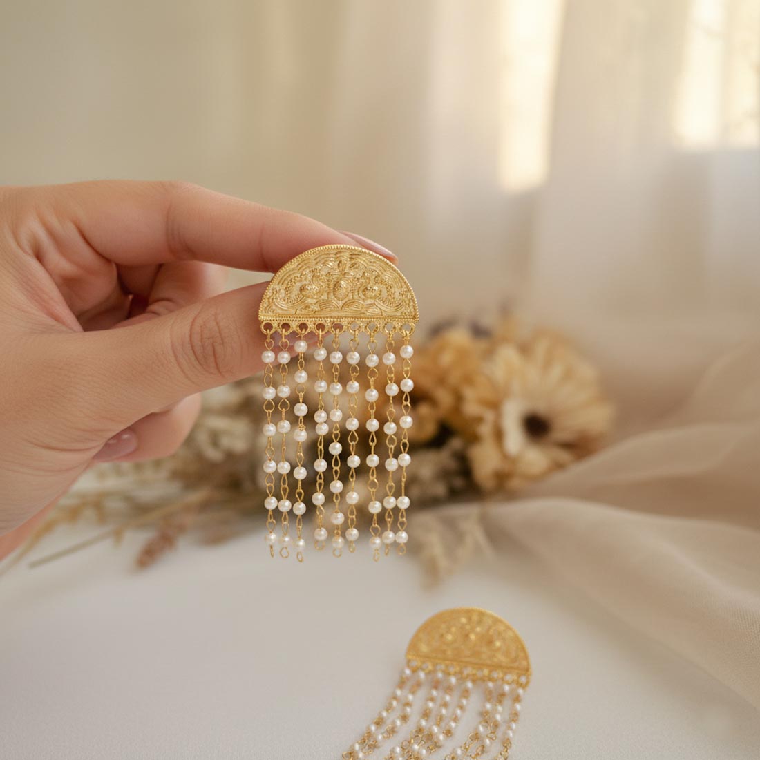 White Color Traditional Amrapali Earrings