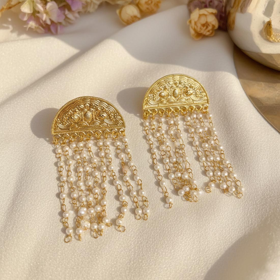 White Color Traditional Amrapali Earrings