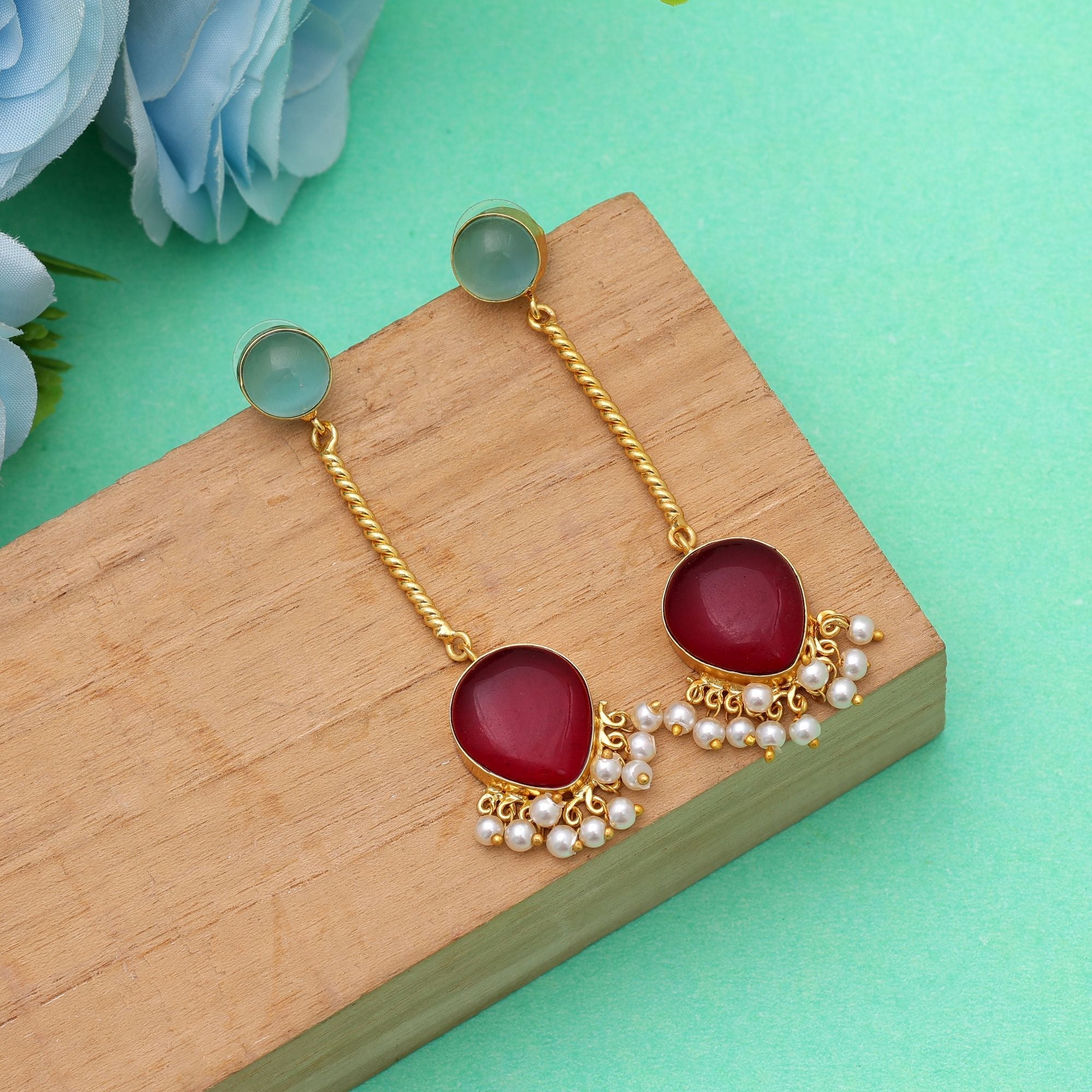 Maroon Color Amrapali Earrings Traditional Wedding Fashion