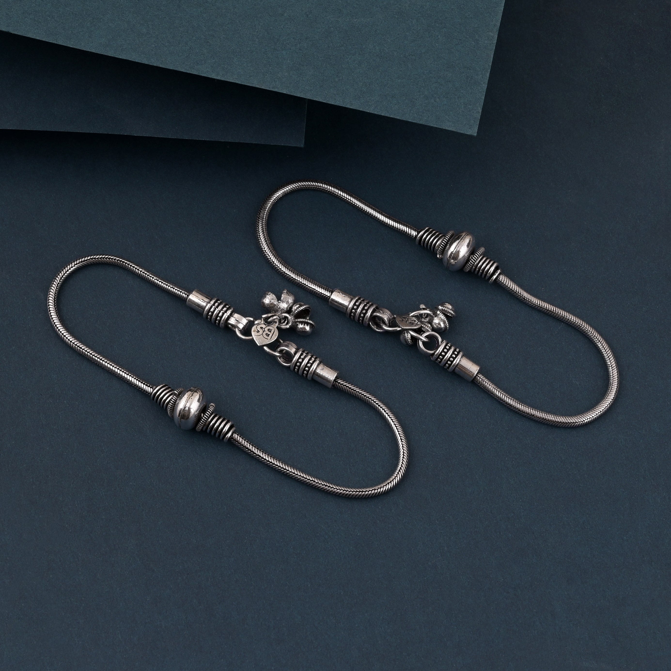 Adjustable Silver Color Oxidised Anklet With Antique Finish And Tribal Charm