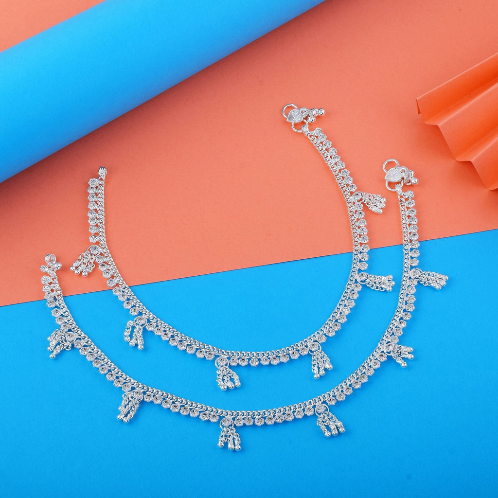 Elegant Silver Color Anklets Designed for Women’s Traditional and Daily Wear Jewelry