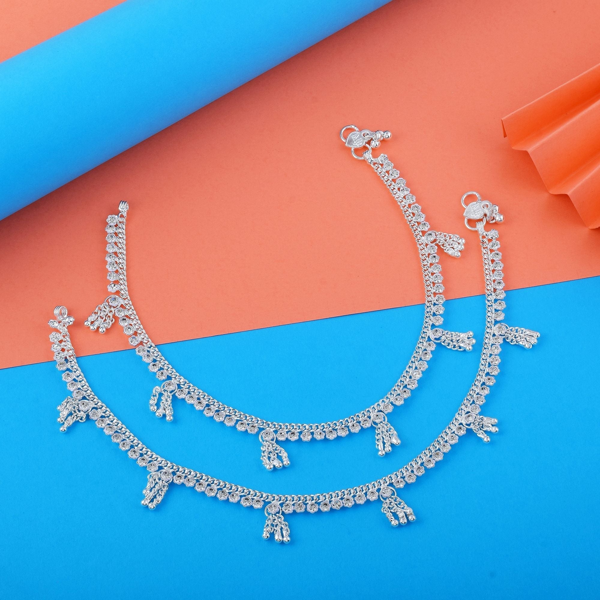 Elegant Silver Color Anklets Designed for Women’s Traditional and Daily Wear Jewelry