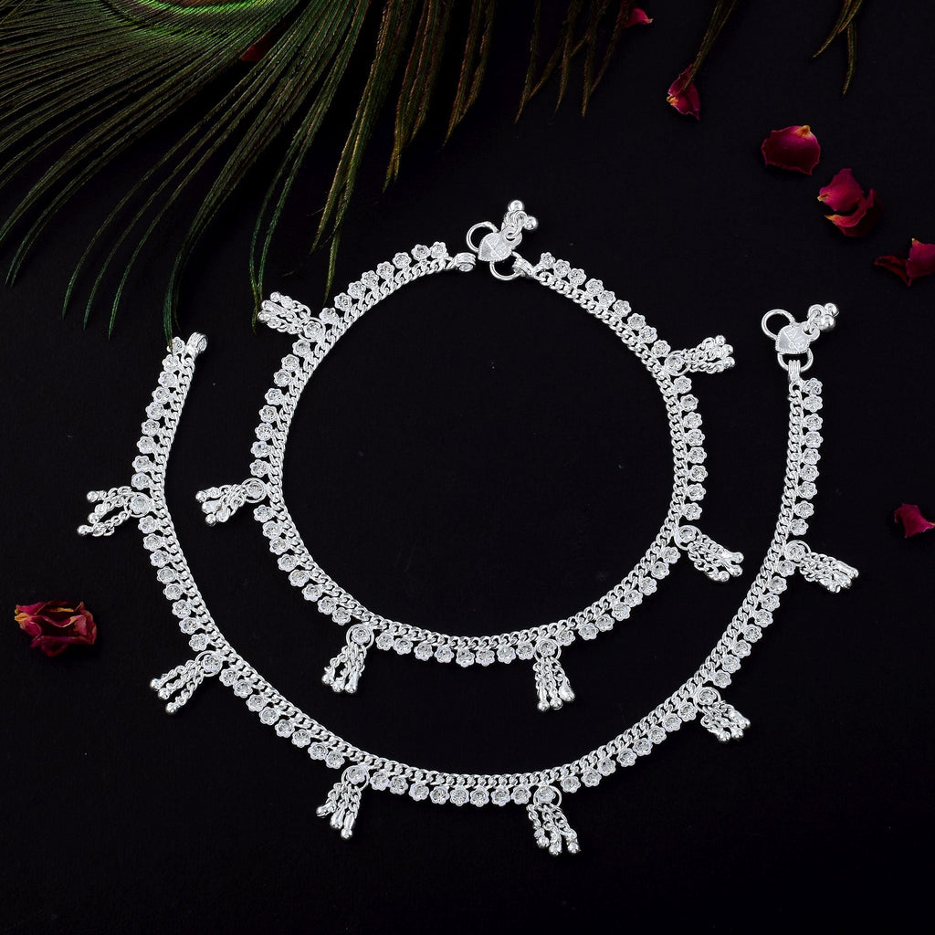 Elegant Silver Color Anklets Designed for Women’s Traditional and Daily Wear Jewelry