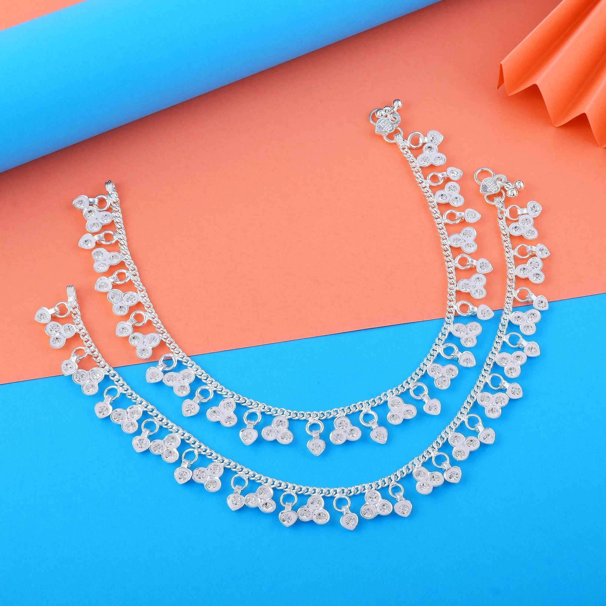 Beautiful Silver Color Anklets Crafted with Intricate Artistic Detailing for Wedding Functions