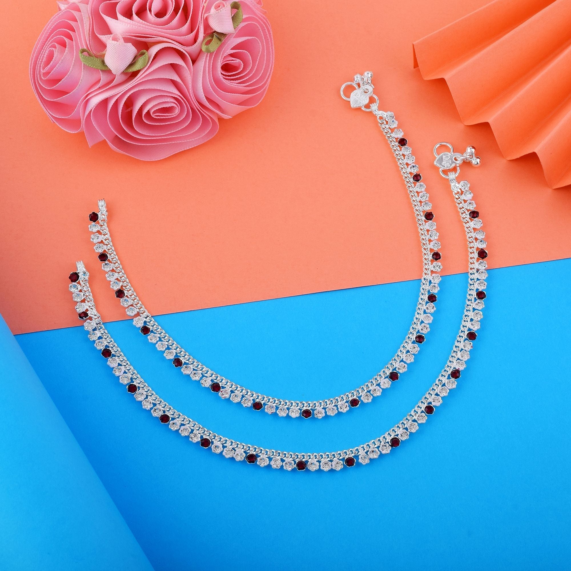 Attractive Maroon Color Anklets Crafted for Daily Wear, Parties, and Cultural Celebrations