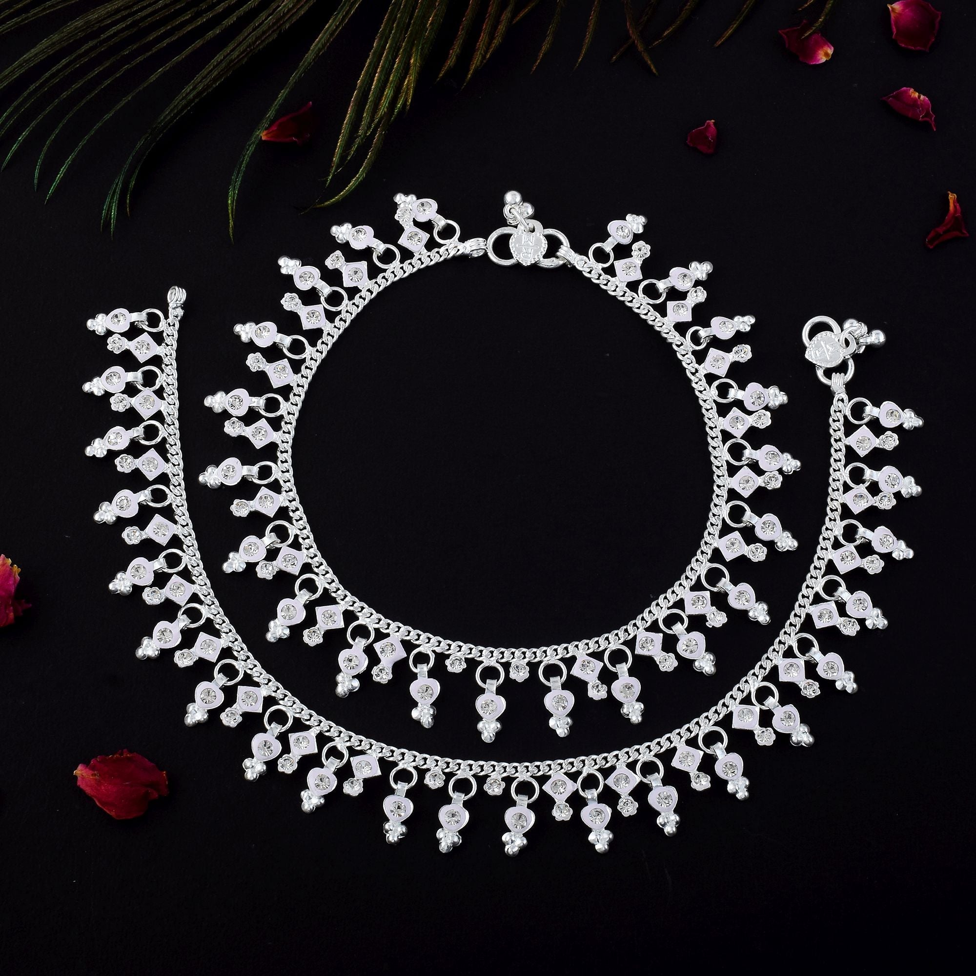 Graceful Silver Color Anklets Crafted for Brides, Parties, and Indian Cultural Outfits