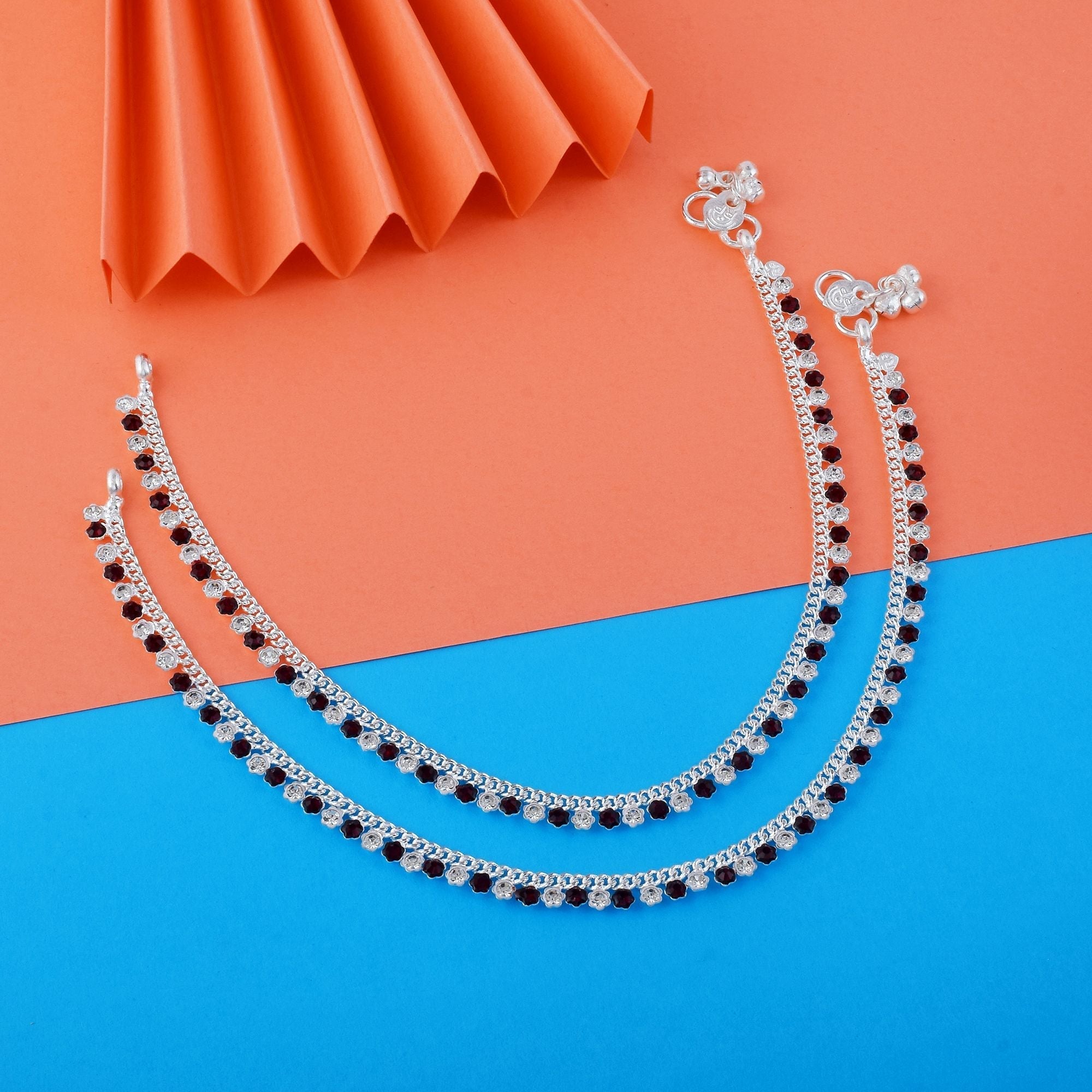 Stylish Maroon Color Anklets Crafted for Women’s Bridal, Party, and Festival Jewelry Needs