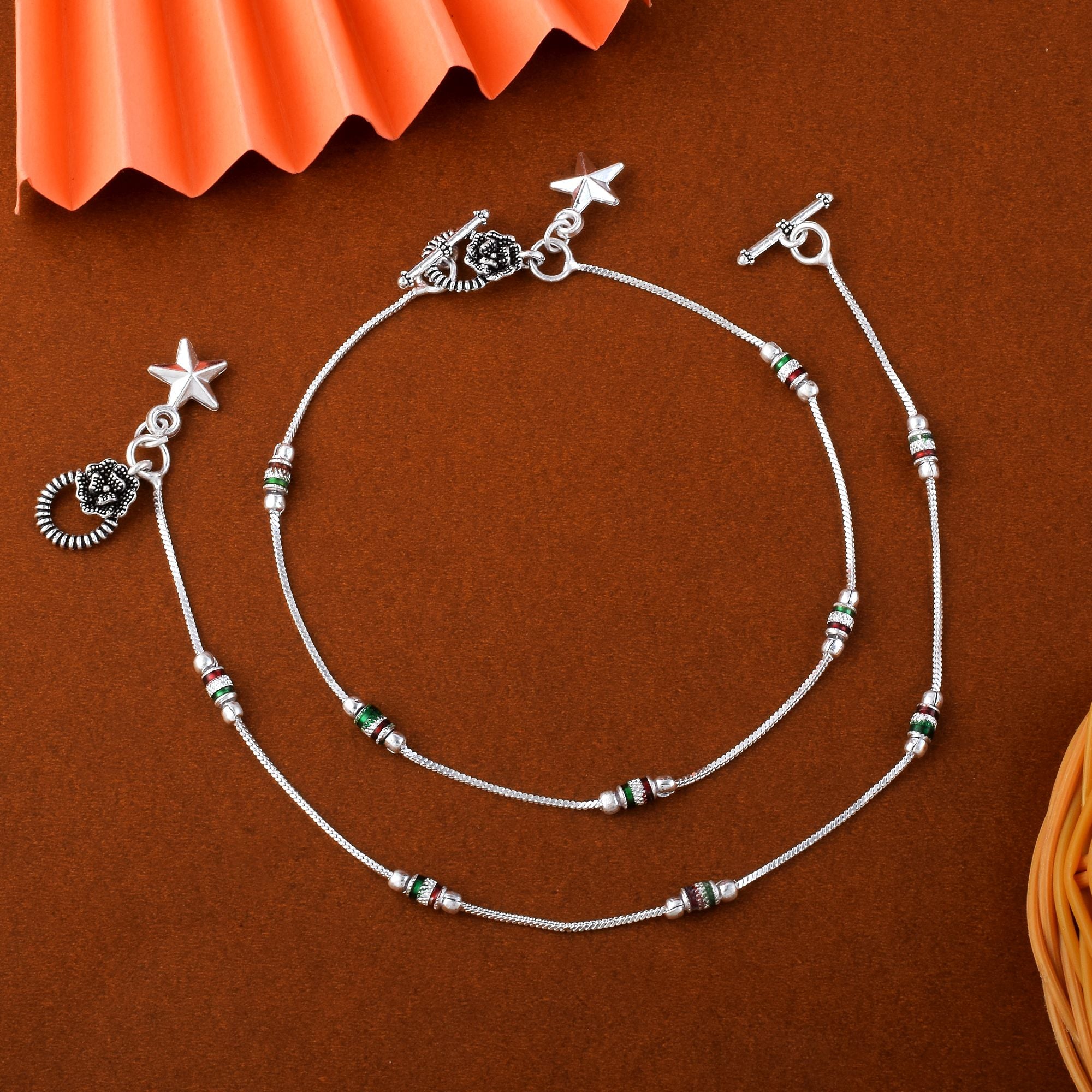 Stylish Silver Color Oxidised Anklet Crafted For Wedding Celebrations, Festivals, And Daily Wear Jewelry
