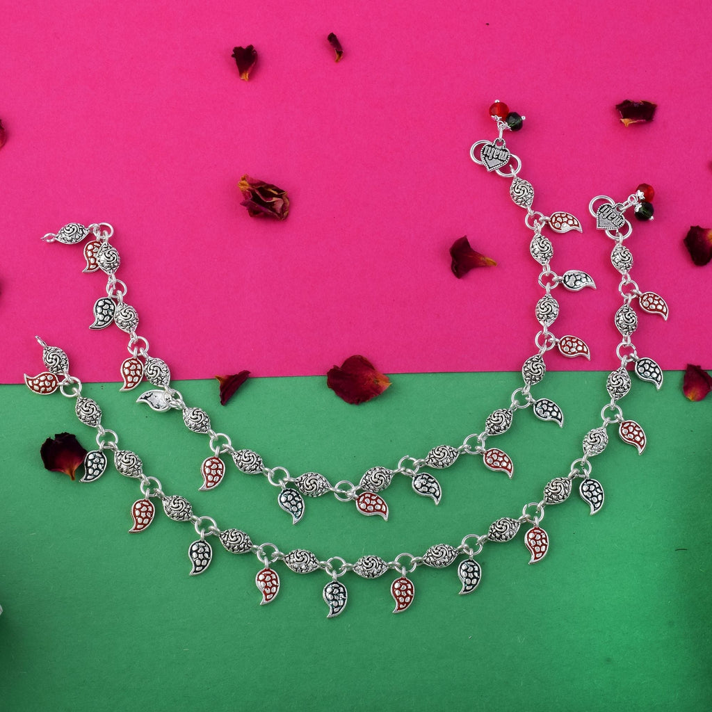 Stylish Multi Color Oxidised Anklet Perfect For Weddings, Parties, And Traditional Cultural Functions