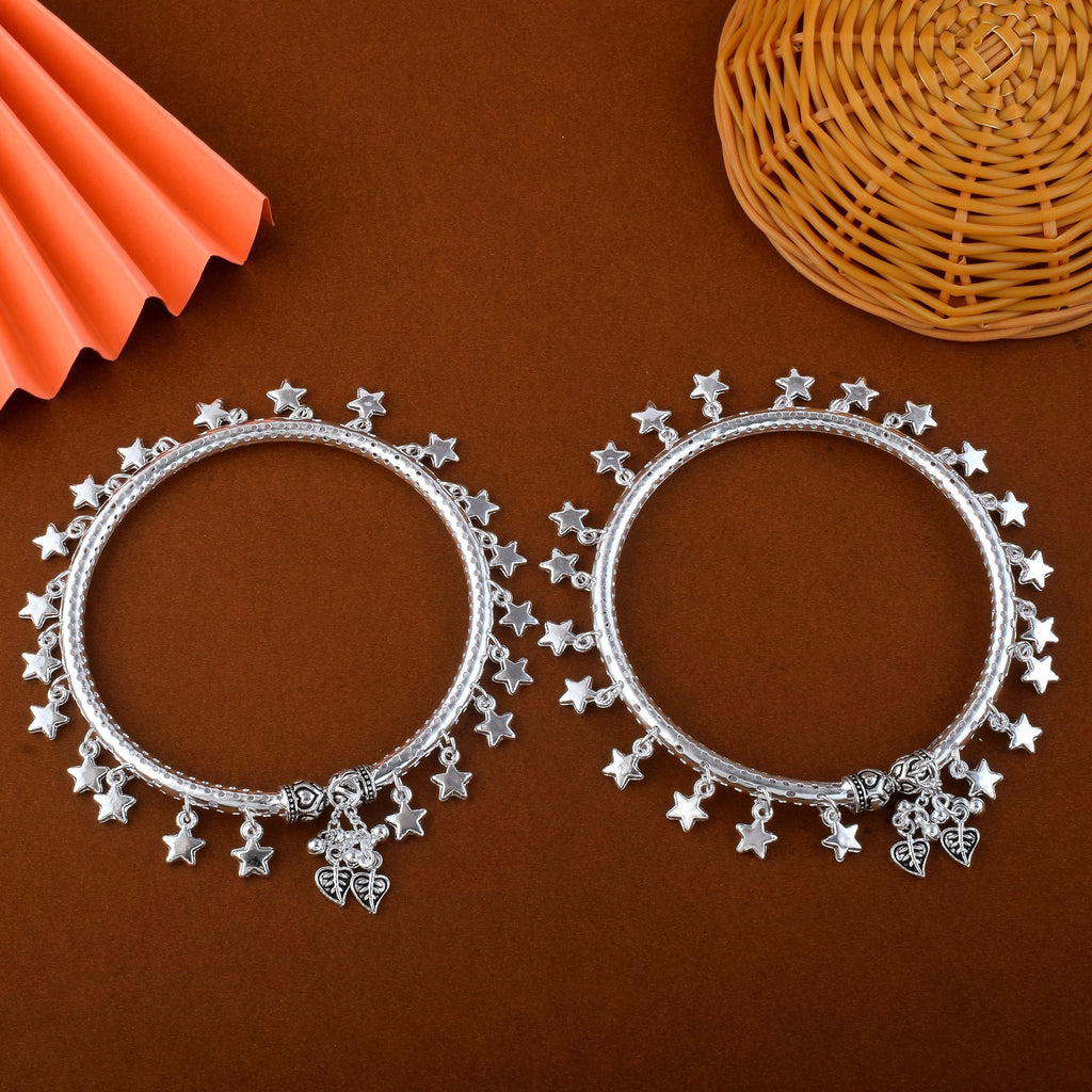 Attractive Silver Color Oxidised Anklet Perfect For Bridal Wear, Parties, And Indian Cultural Styling